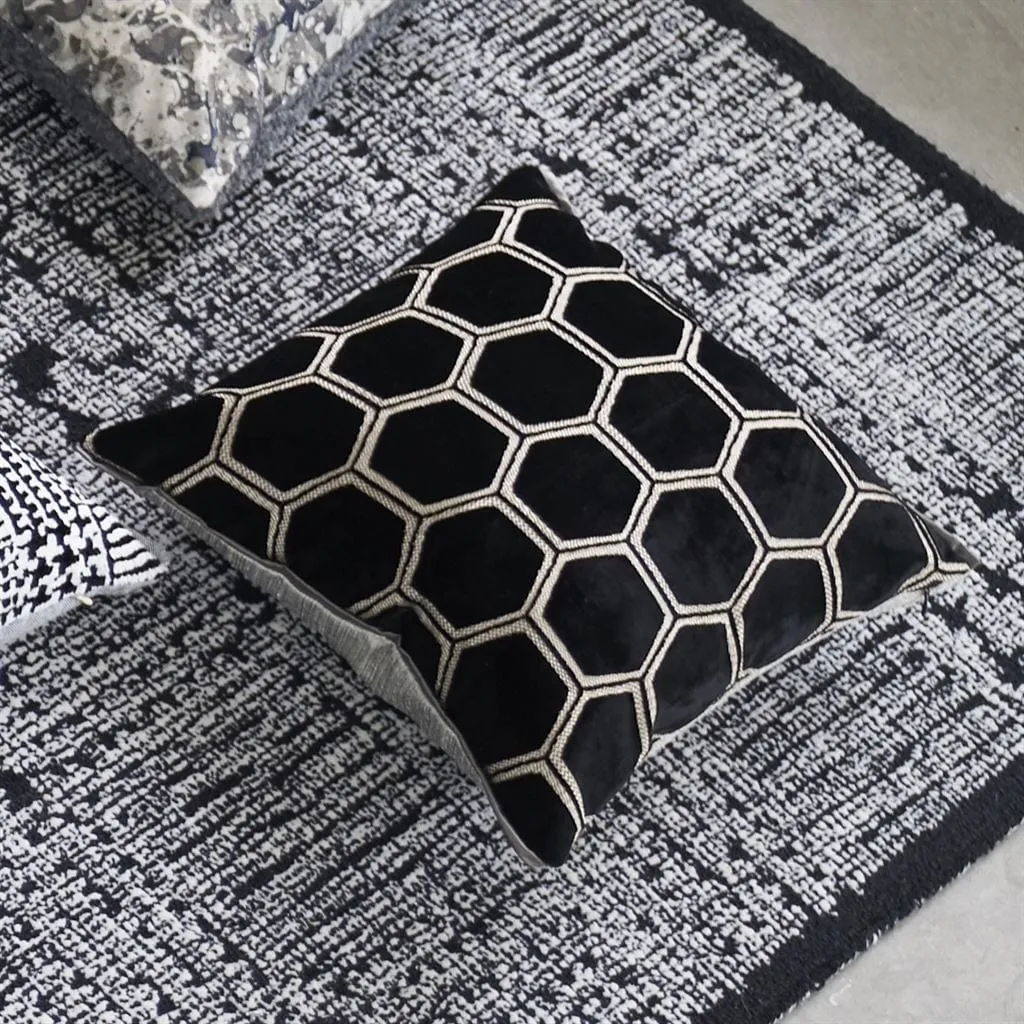 Manipur Noir Velvet Decorative Pillow by Designers Guild