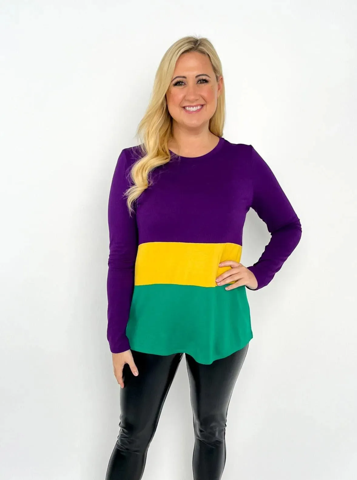 Mardi Gras Purple Color Block Top
