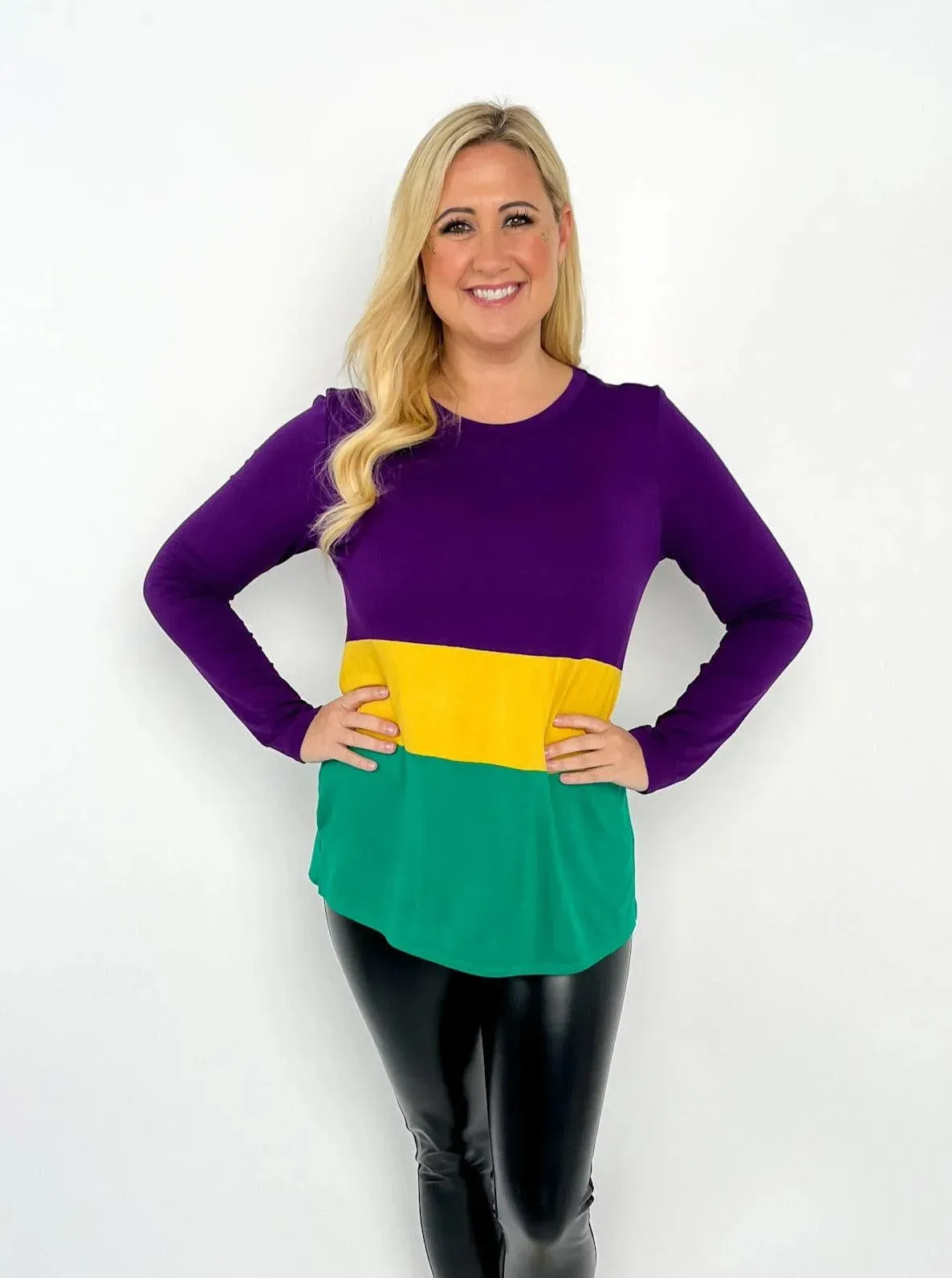 Mardi Gras Purple Color Block Top