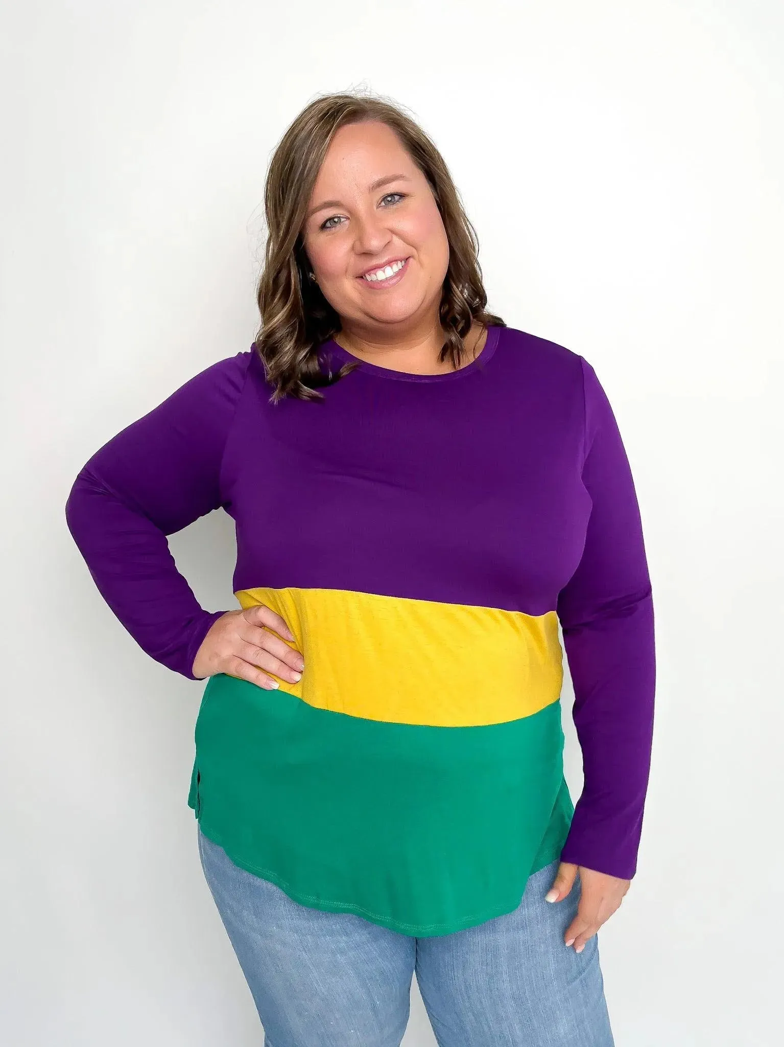 Mardi Gras Purple Color Block Top