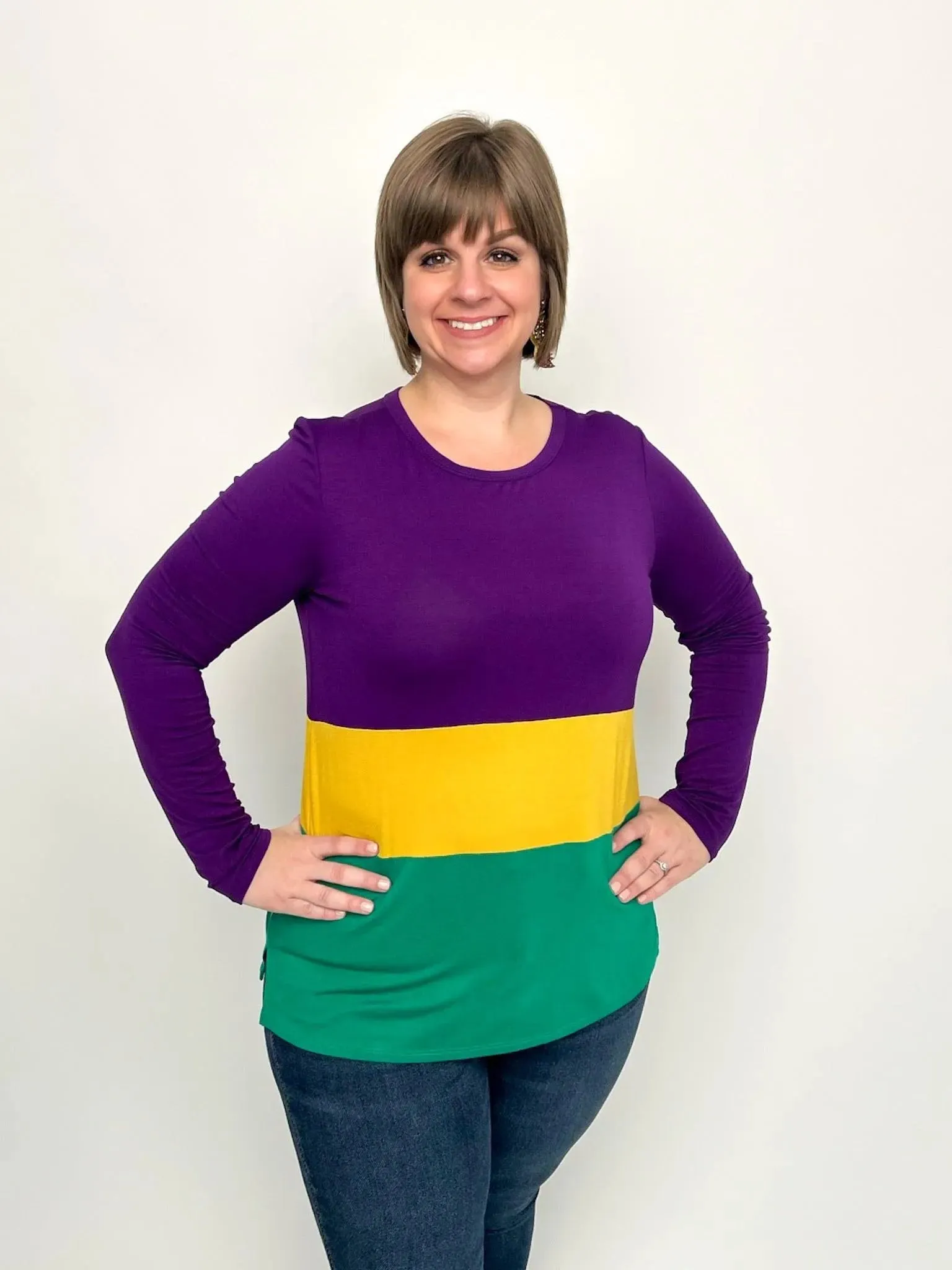 Mardi Gras Purple Color Block Top