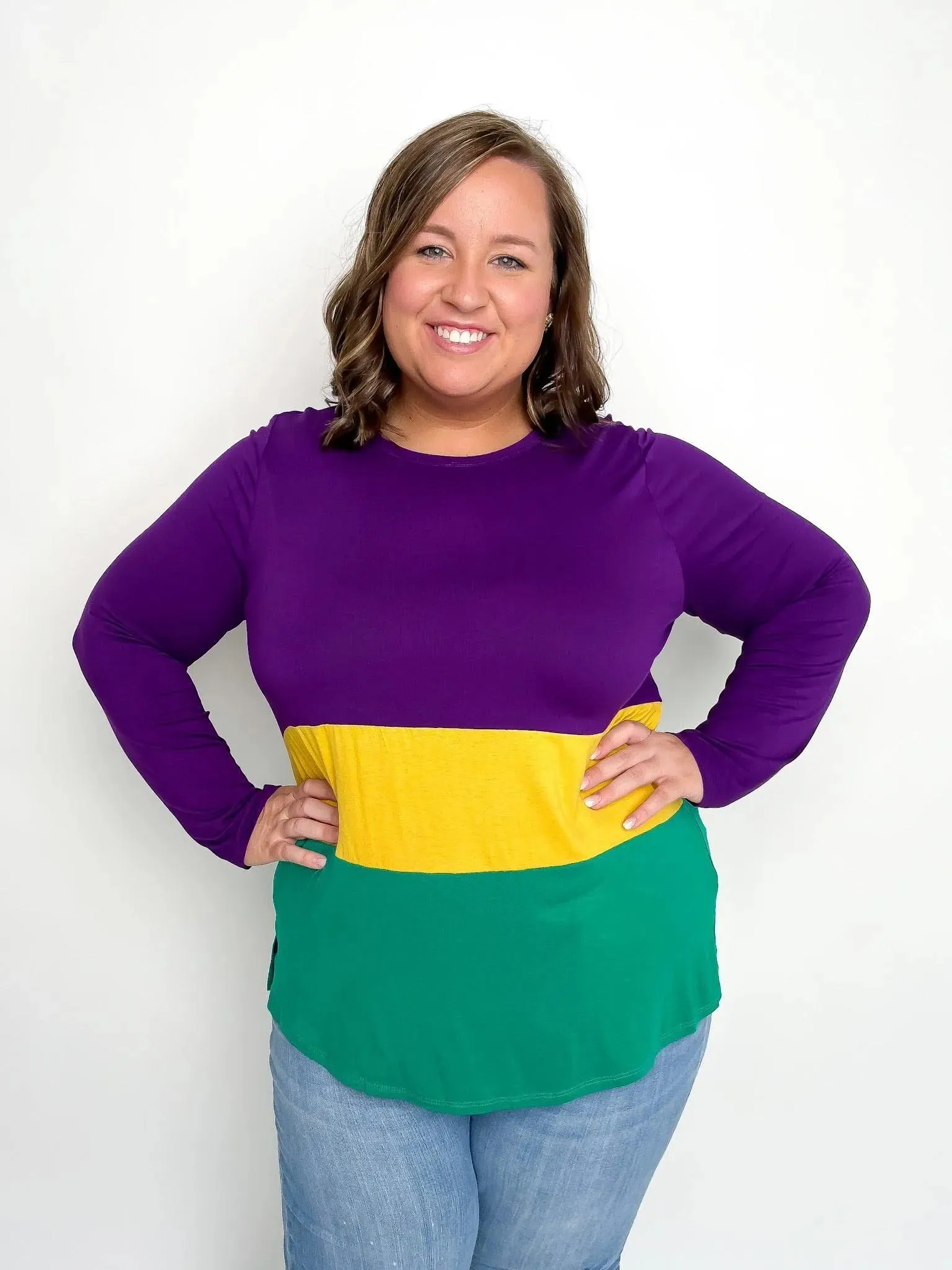 Mardi Gras Purple Color Block Top