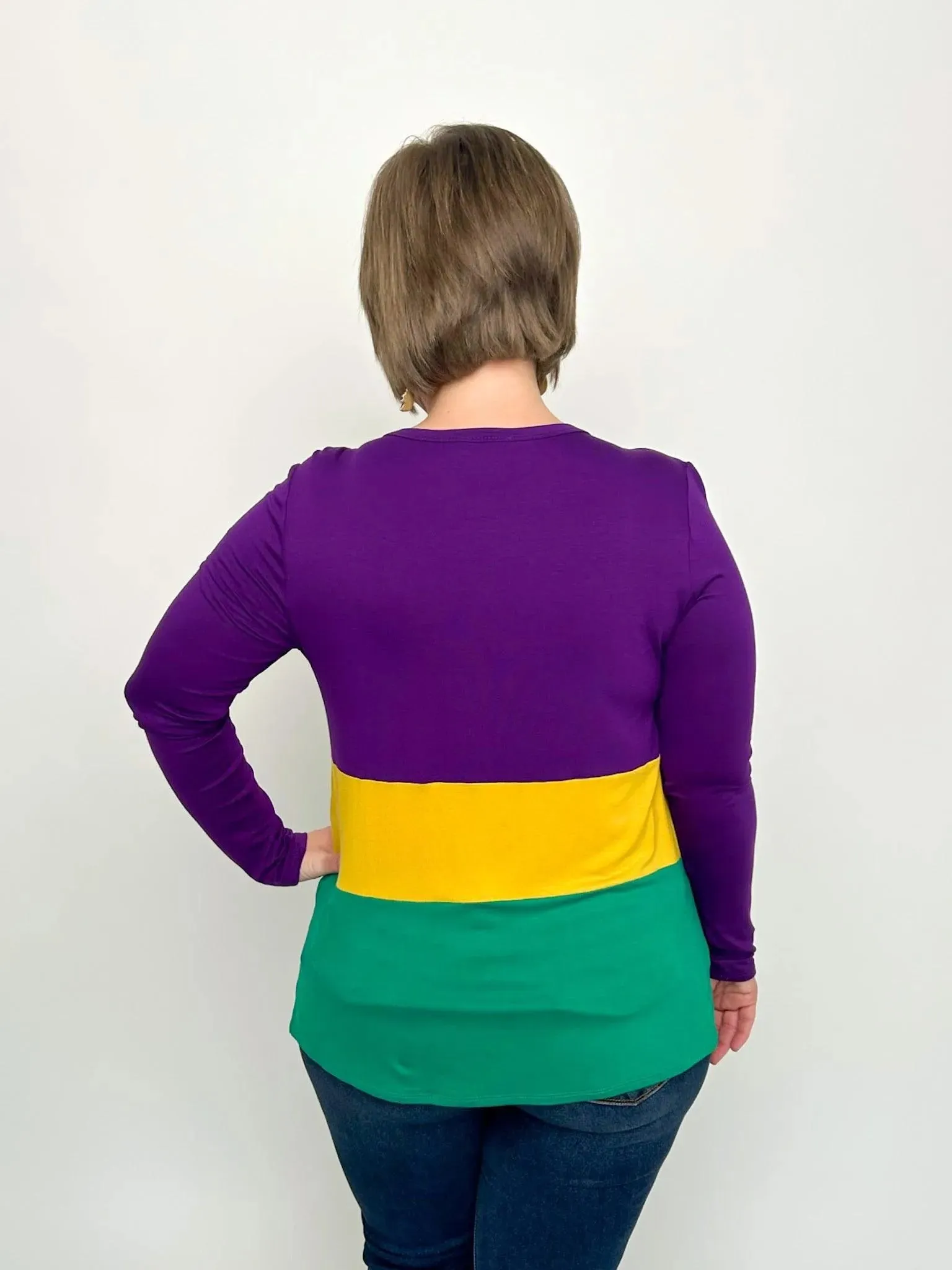 Mardi Gras Purple Color Block Top
