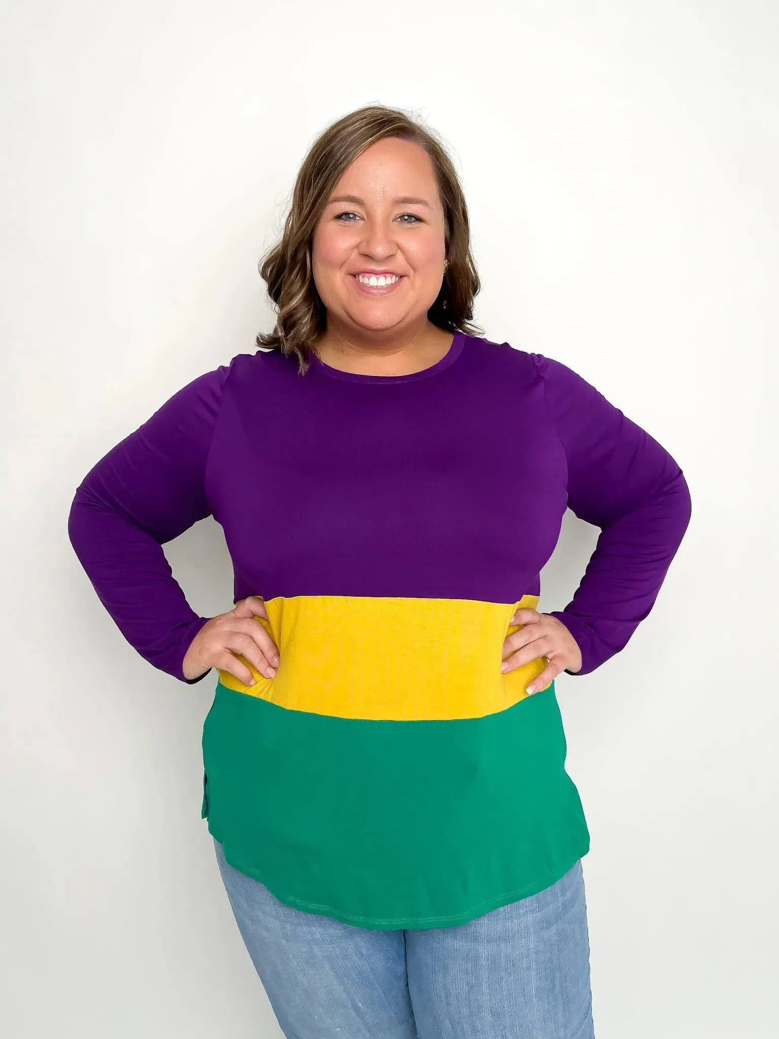 Mardi Gras Purple Color Block Top