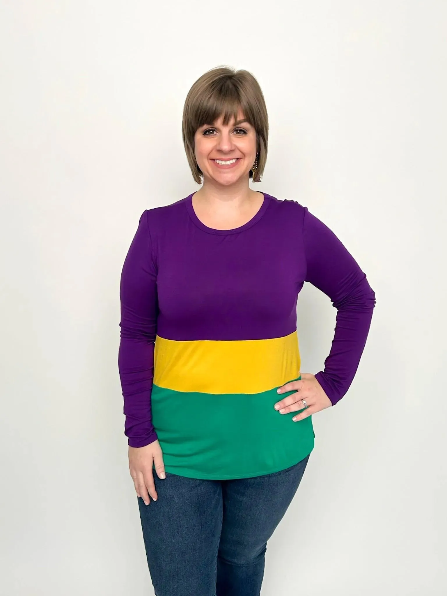 Mardi Gras Purple Color Block Top
