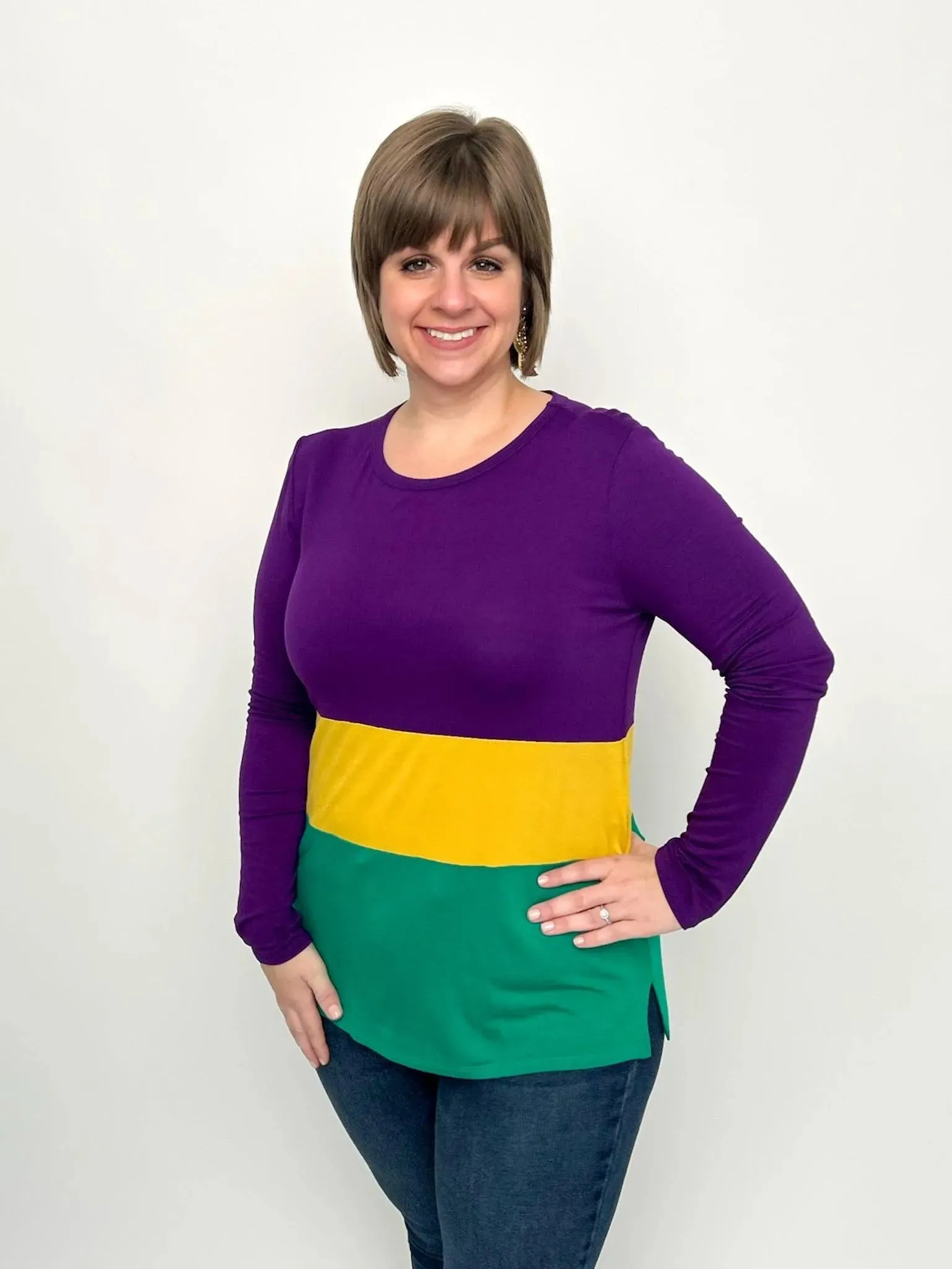 Mardi Gras Purple Color Block Top