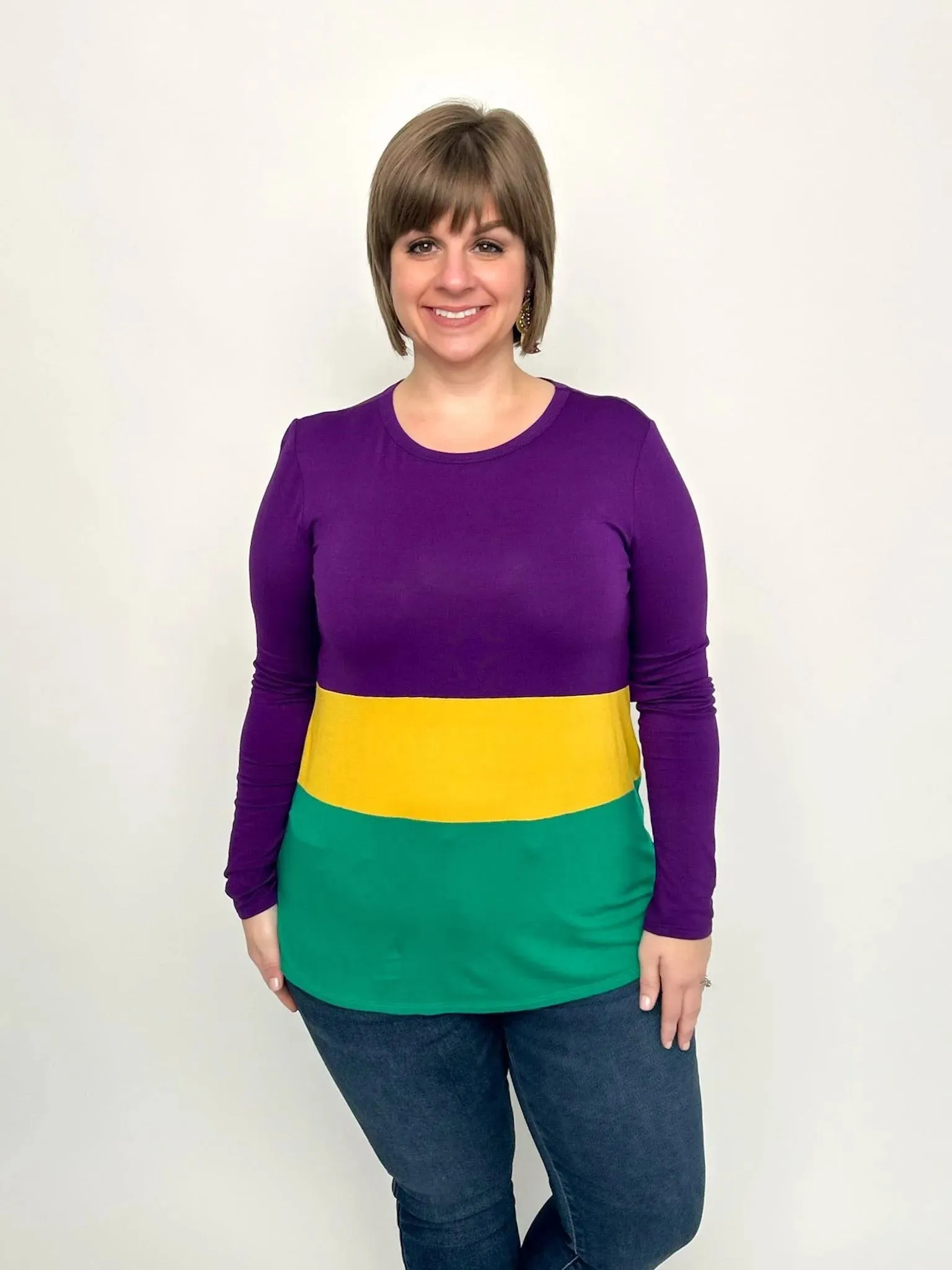 Mardi Gras Purple Color Block Top