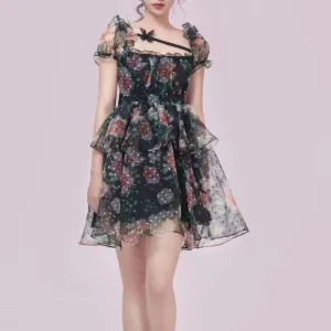 Midnight Stars Over the  Mansion's Luscious Rose Garden     Goth    Dress Dark Academia Kawaii Academia Y2K Cottagecore Coquette Fairycore Dollette Princesscore