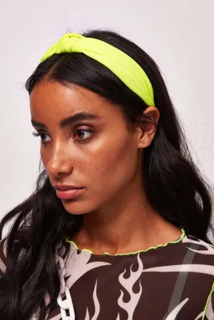 Neon Green Velvet Knot Headband