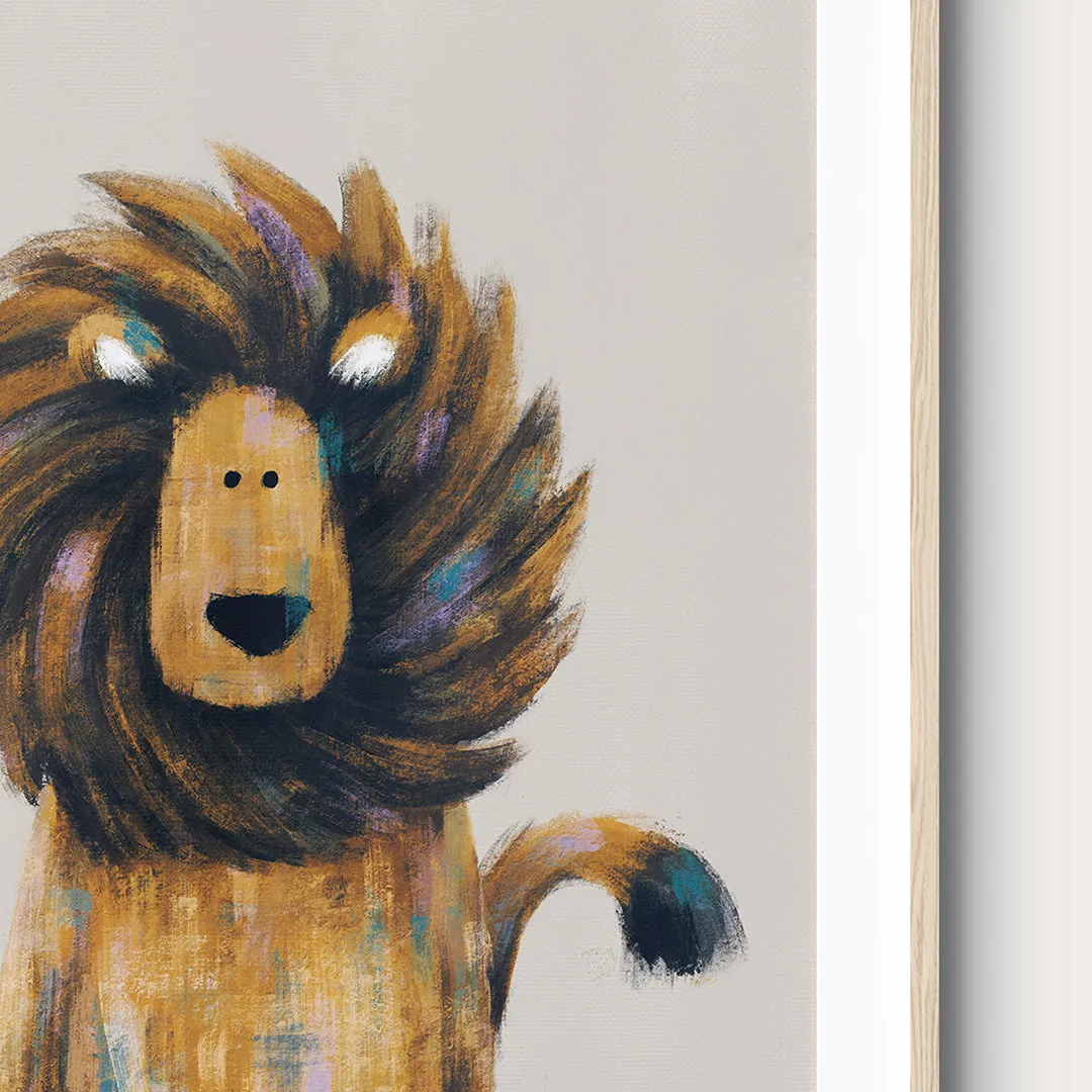Neutral Lion Safari Nursery Print