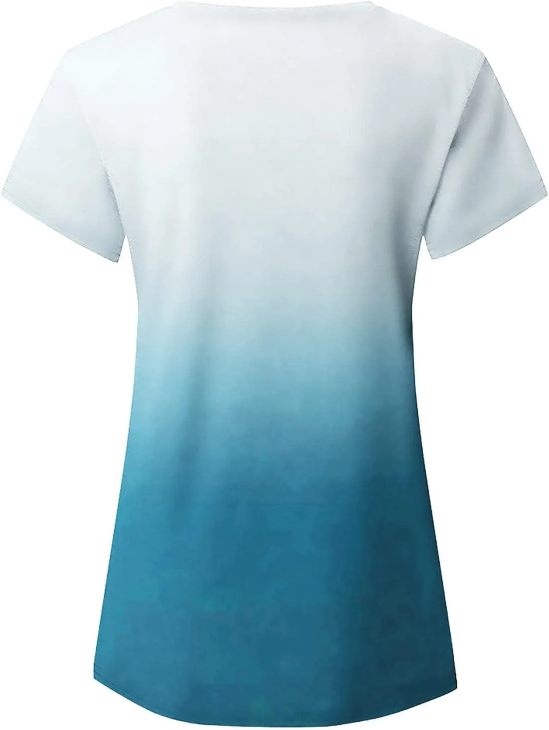 Ombre Tshirt Women Cuffed Short Sleeve V-Neck Tie Dye Shirts Loose Fit Casual Tee T-Shirt Summer Gradient Tops Plus Size