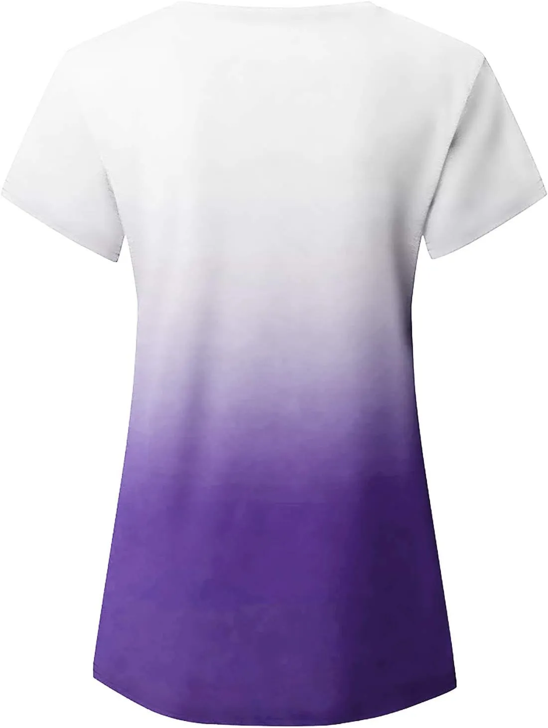 Ombre Tshirt Women Cuffed Short Sleeve V-Neck Tie Dye Shirts Loose Fit Casual Tee T-Shirt Summer Gradient Tops Plus Size