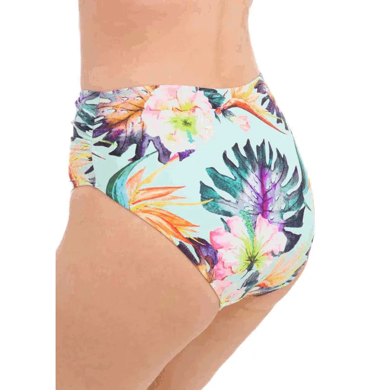 Paradiso Full Bikini Brief Soft Mint Floral Print - Fantasie Swim
