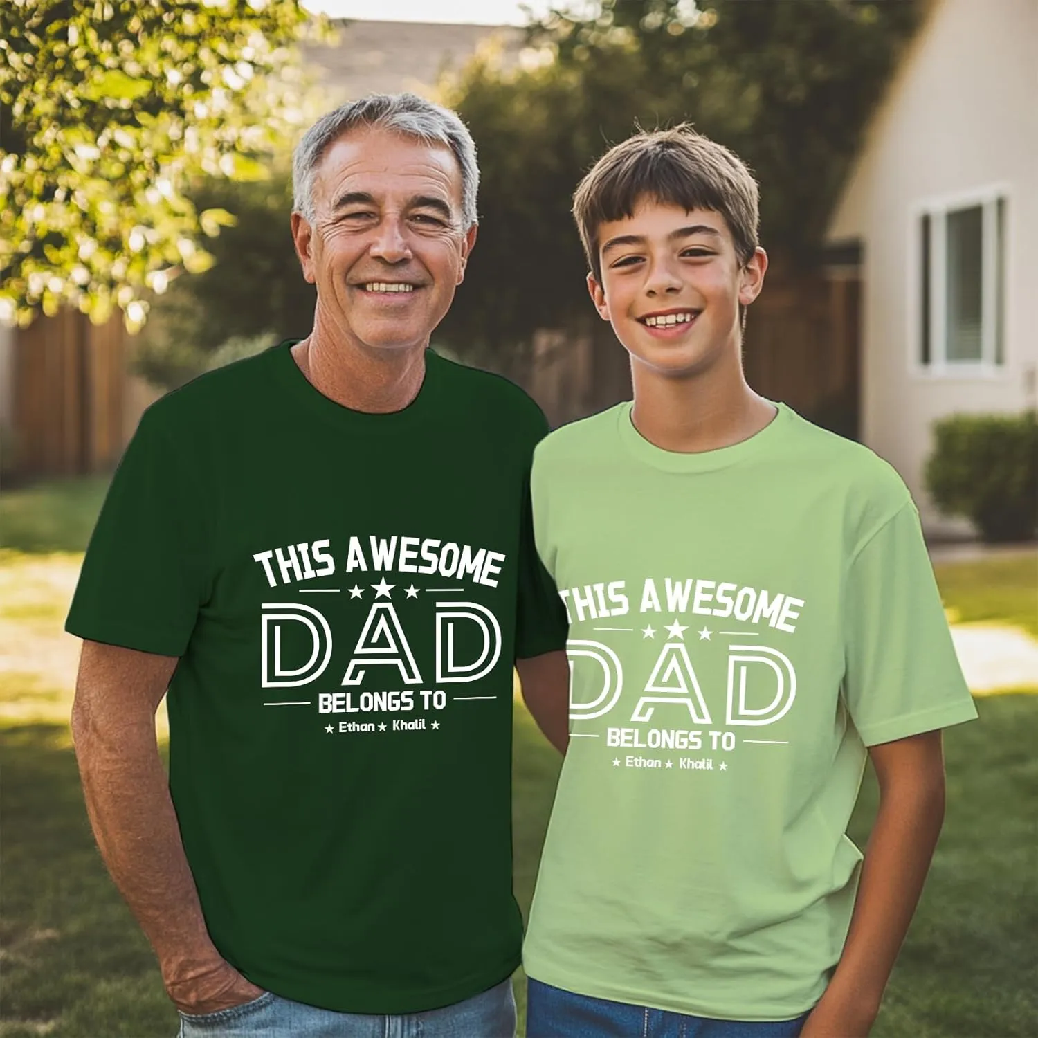 Personalized Fathers Day T-Shirt, Custom Best Gifts for Dad from Daughter Kids Wife, Customized Birthday Present