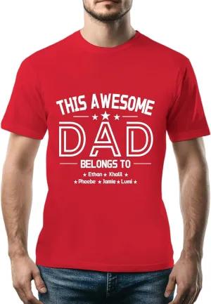 Personalized Fathers Day T-Shirt, Custom Best Gifts for Dad from Daughter Kids Wife, Customized Birthday Present