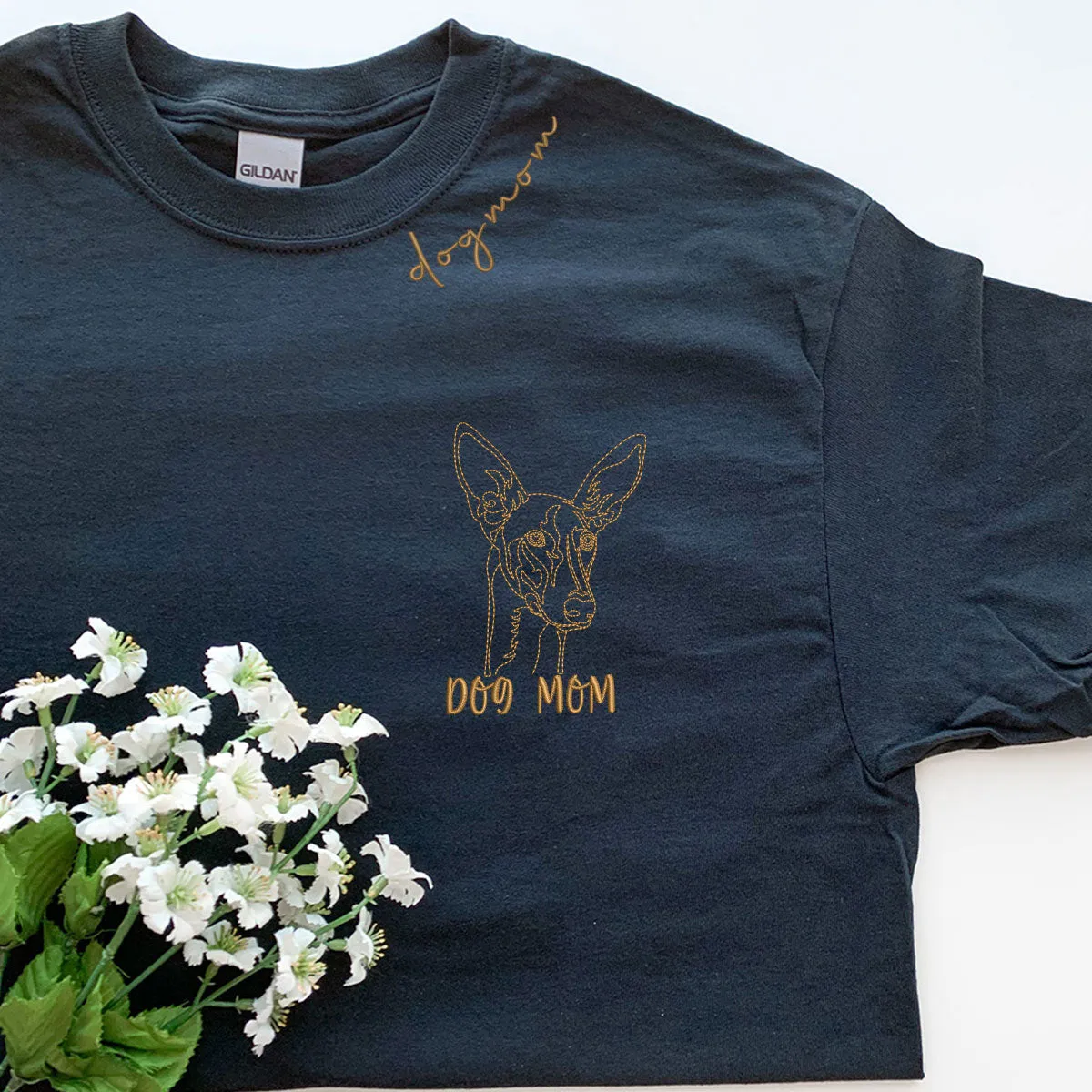Personalized Italian Greyhound Dog Mom Shirt Embroidered Collar, Custom Shirt with Dog Name, Best Gifts For Greyhound Lovers