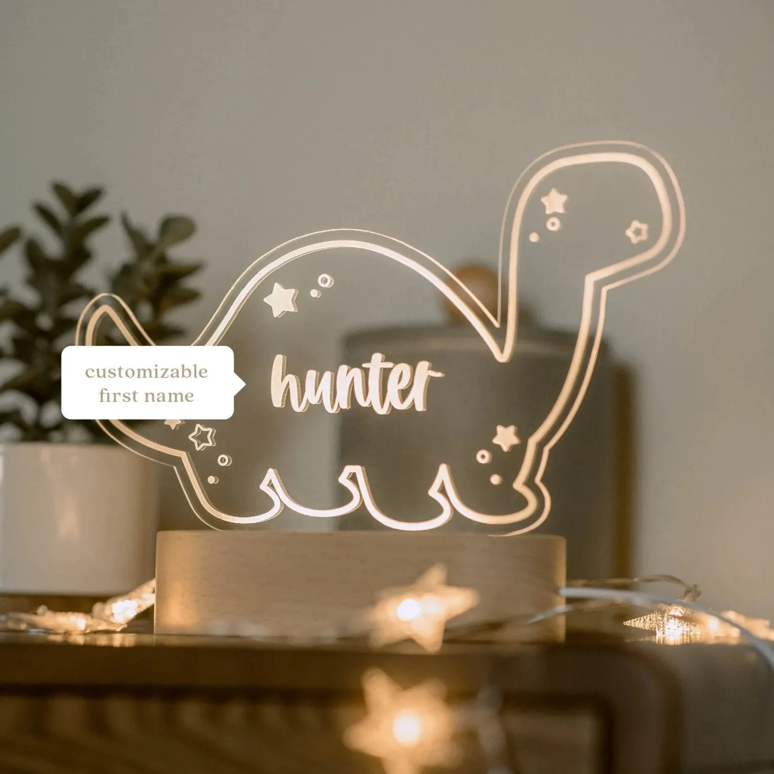 Personalized Name Dinosaur Acrylic Lamp