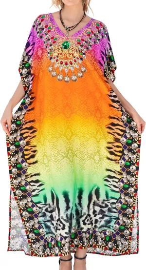 Plus Size Kaftan Dresses for Women 2025 Tropical Beach Cover Ups Swimwear Lightweight Caftans for Vacation Dress