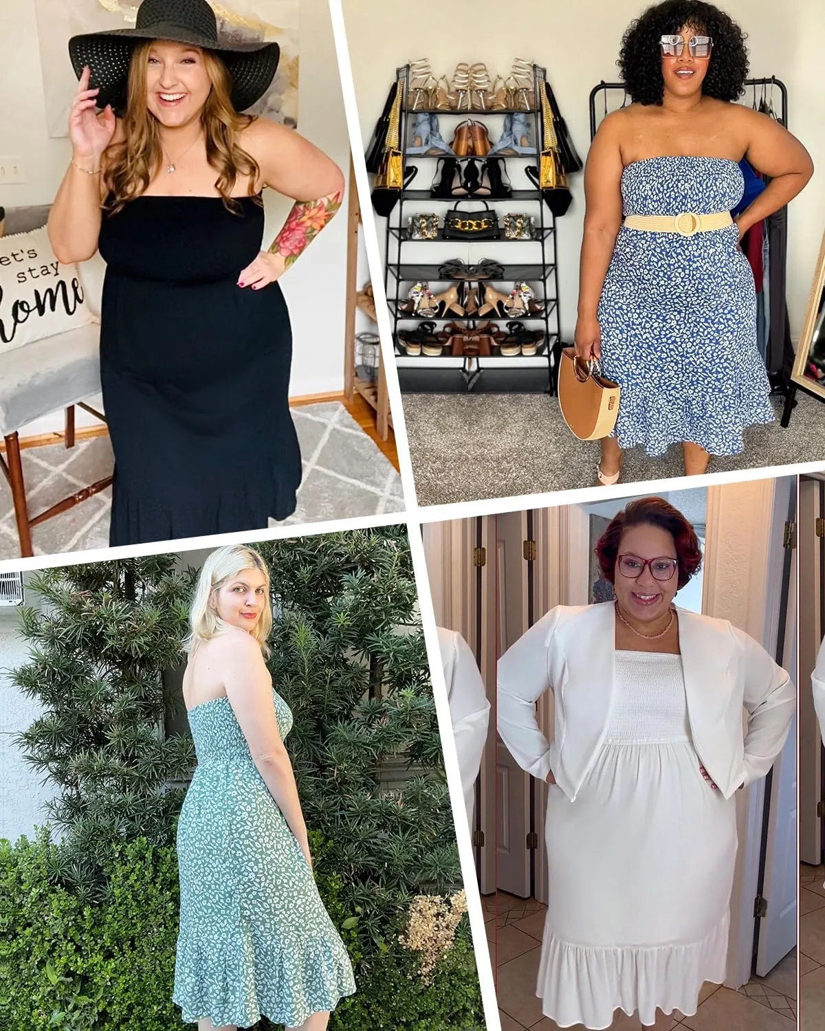 Plus Size Summer Dresses - Strapless Tube Top Sundress Casual Beach Swimsuit Cover Up Swimwear Boho Midi Dress 2025