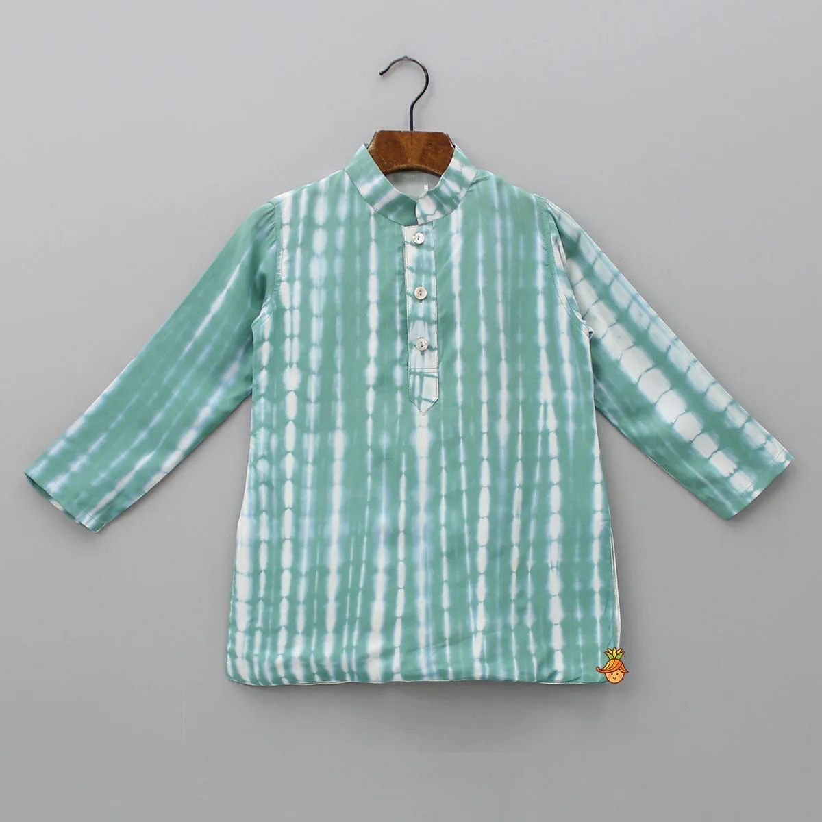 Pre Order: Shibori Printed Green Kurta With Pyjama