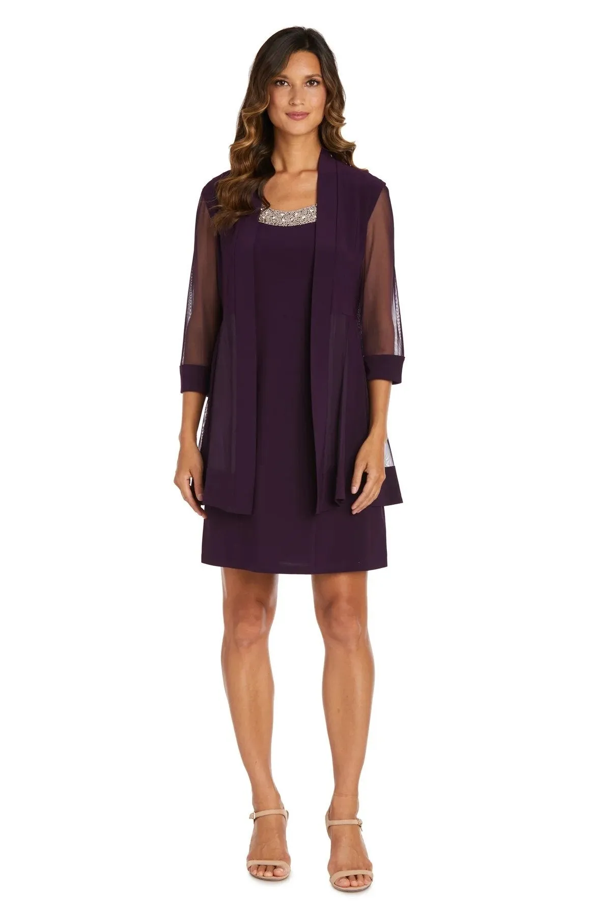 R&M Richards 8442W Bead Embellished PlusSize 2pc Jacket Dress