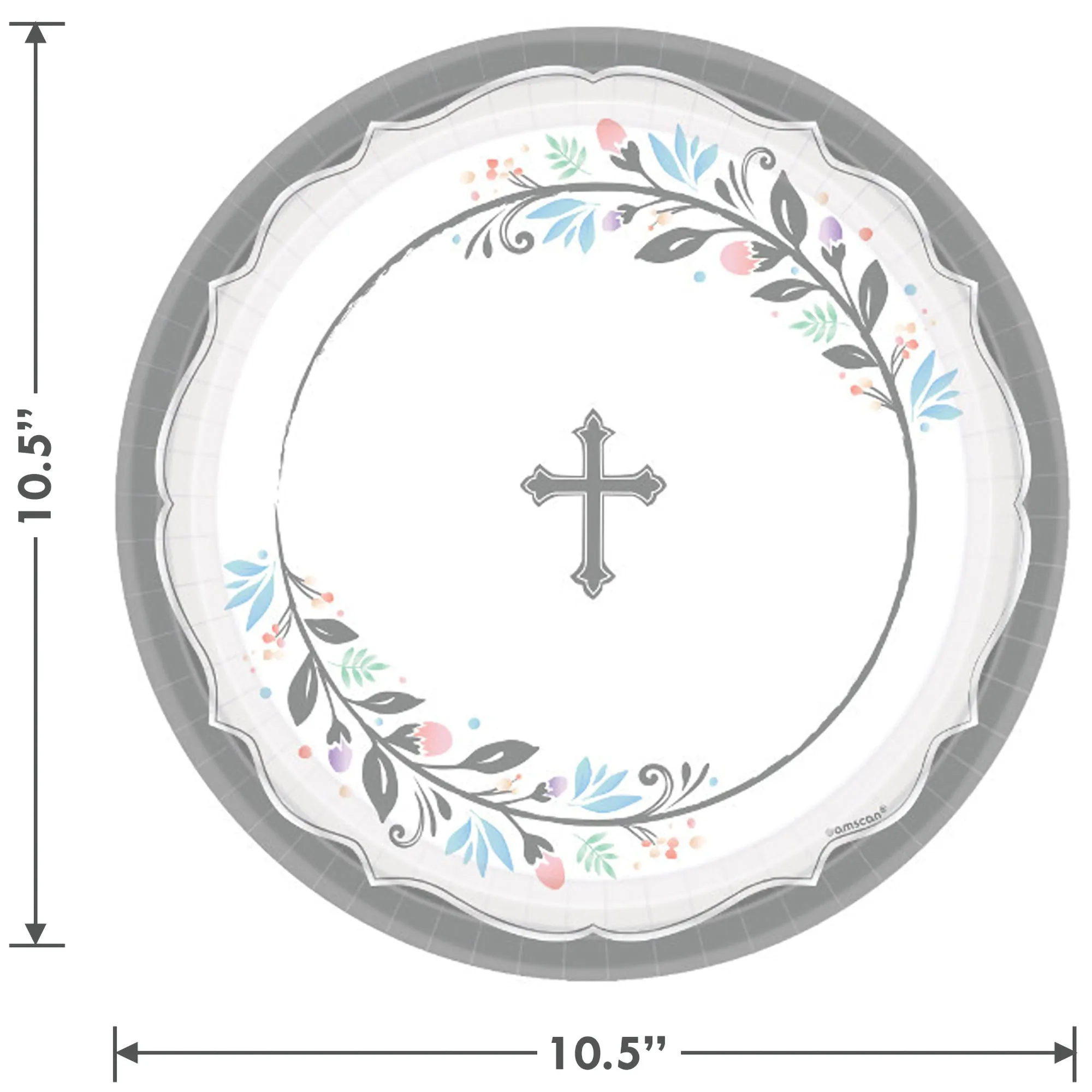 Religious Party Supplies - Holy Day Silver Cross Large Paper Dinner Plates and Luncheon Napkins (Serves 16)