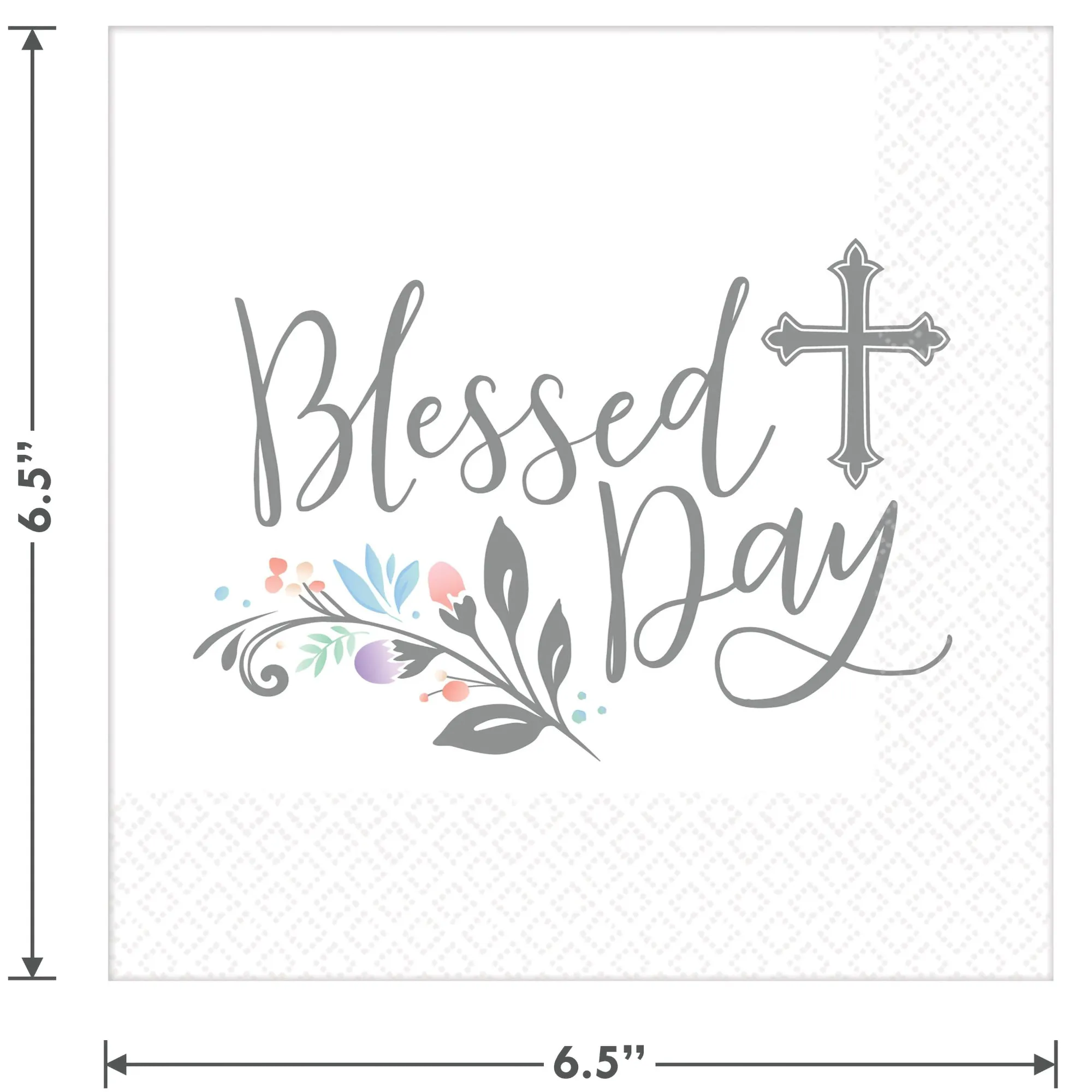 Religious Party Supplies - Holy Day Silver Cross Large Paper Dinner Plates and Luncheon Napkins (Serves 16)