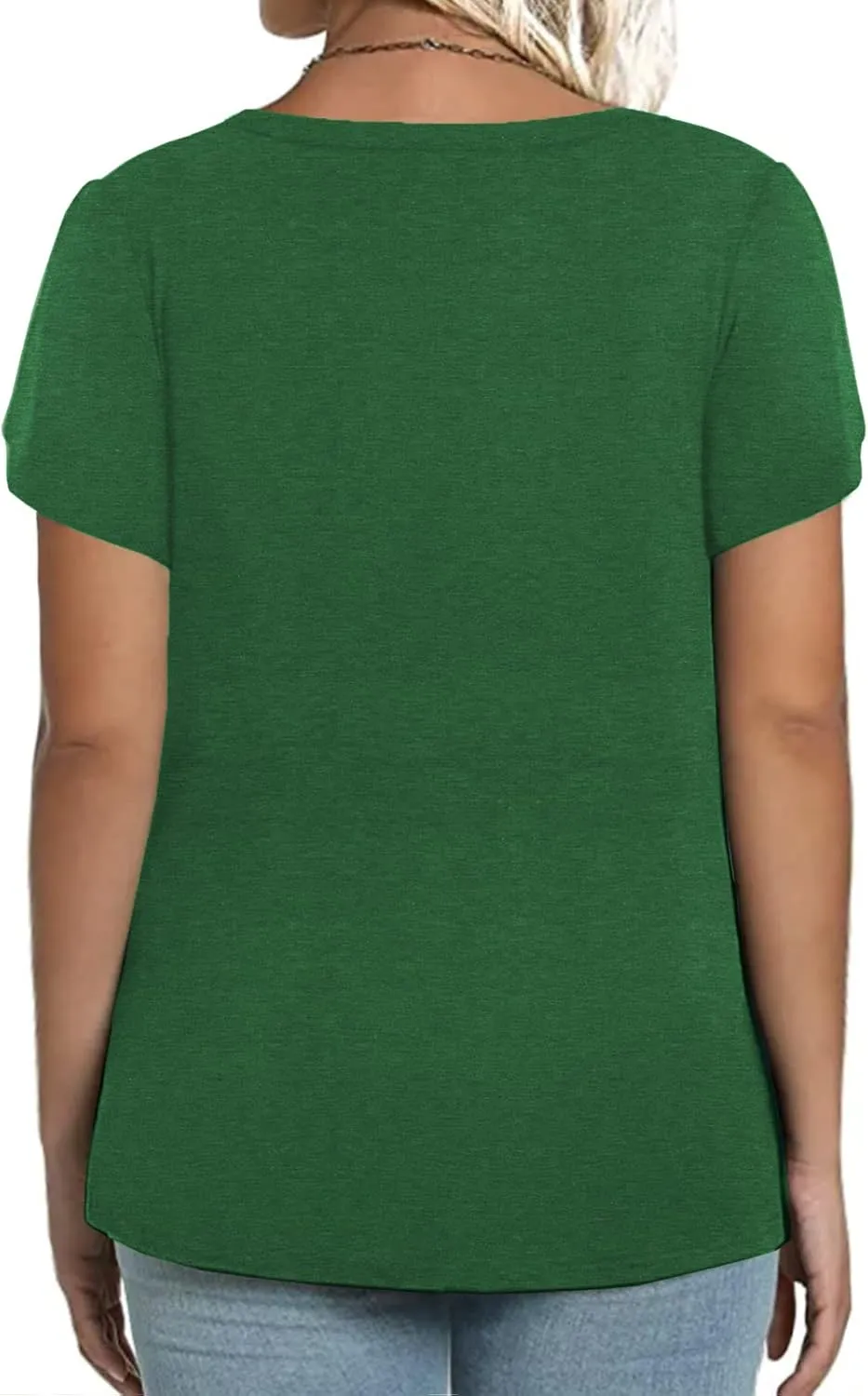 ROSRISS Womens Plus-Size Tops Summer Petal Short Sleeve Scoop Neck Shirts