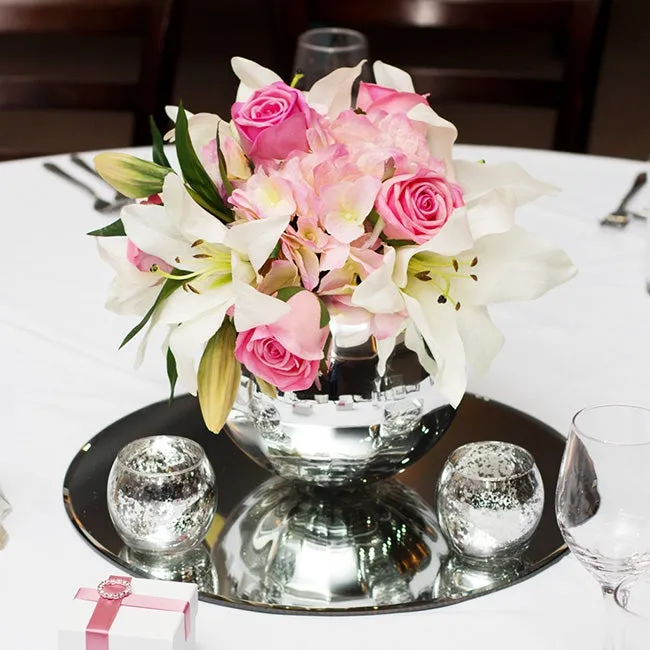 Round Mirror Candle Plate with Bevelled Edge (30cm)