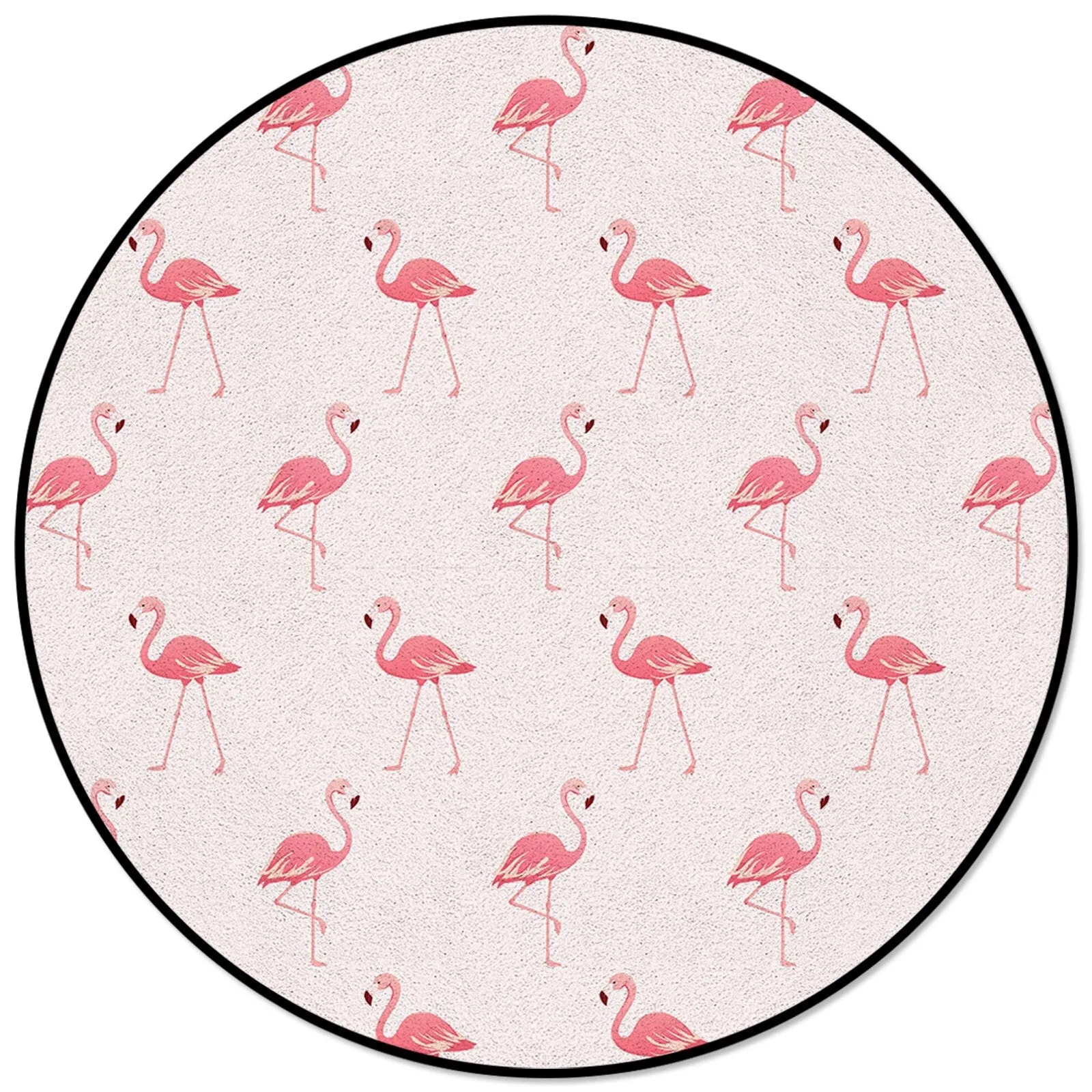 Round Rug with Forest Animals Print