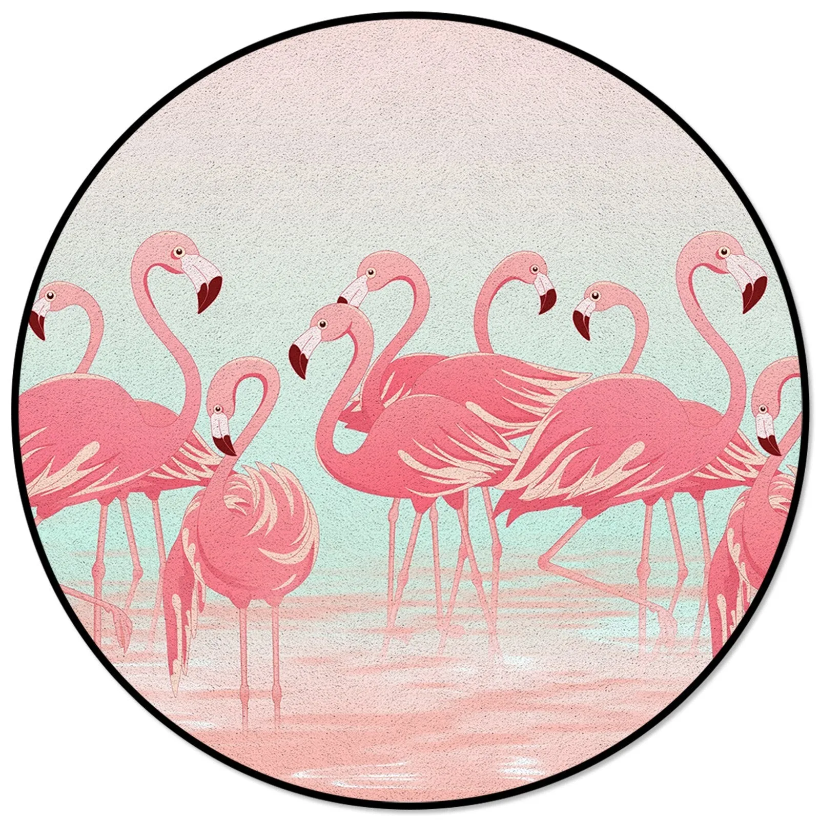 Round Rug with Forest Animals Print