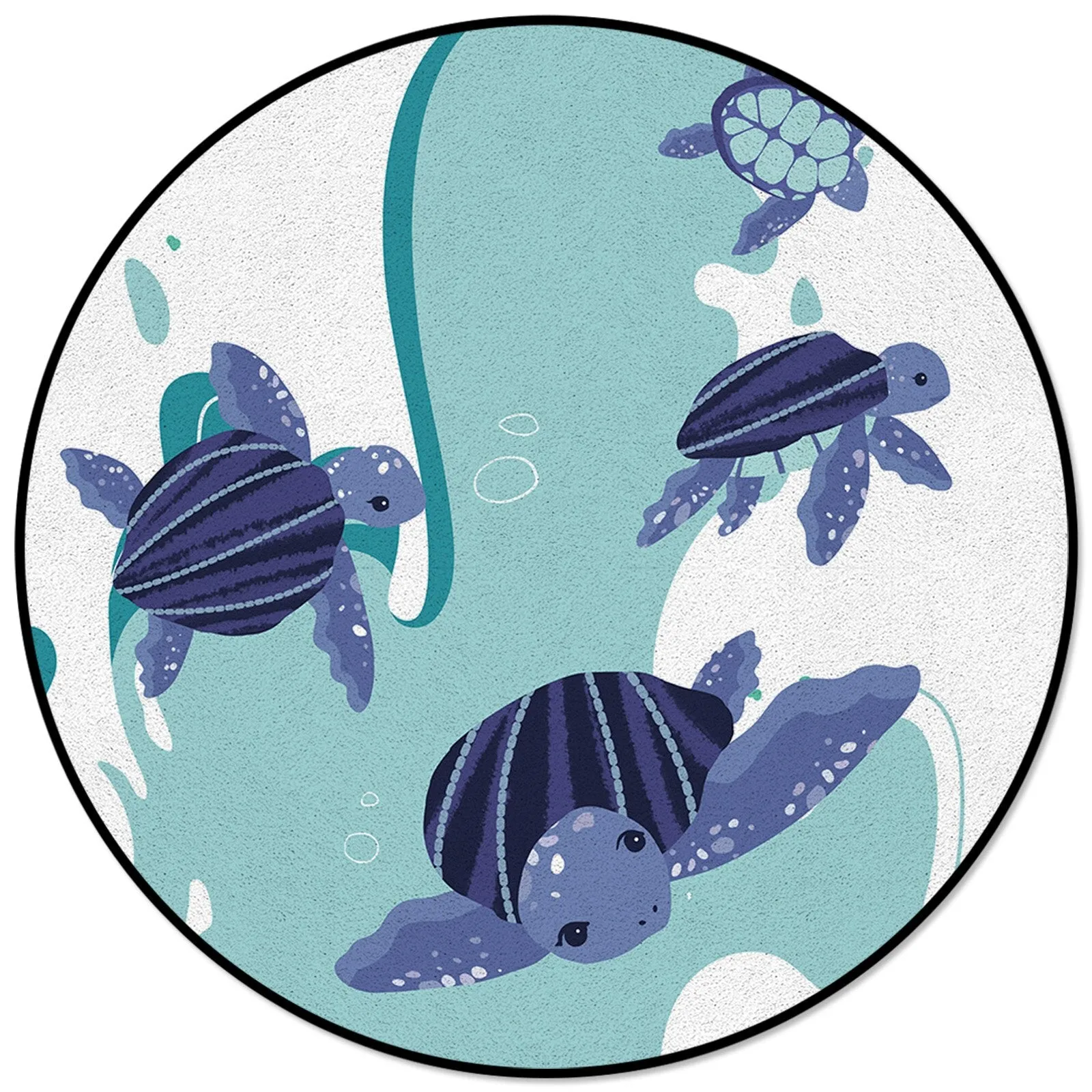 Round Rug with Forest Animals Print