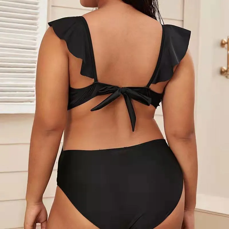 Ruffled Detailing Cut Out Backless One-Piece Swimsuits