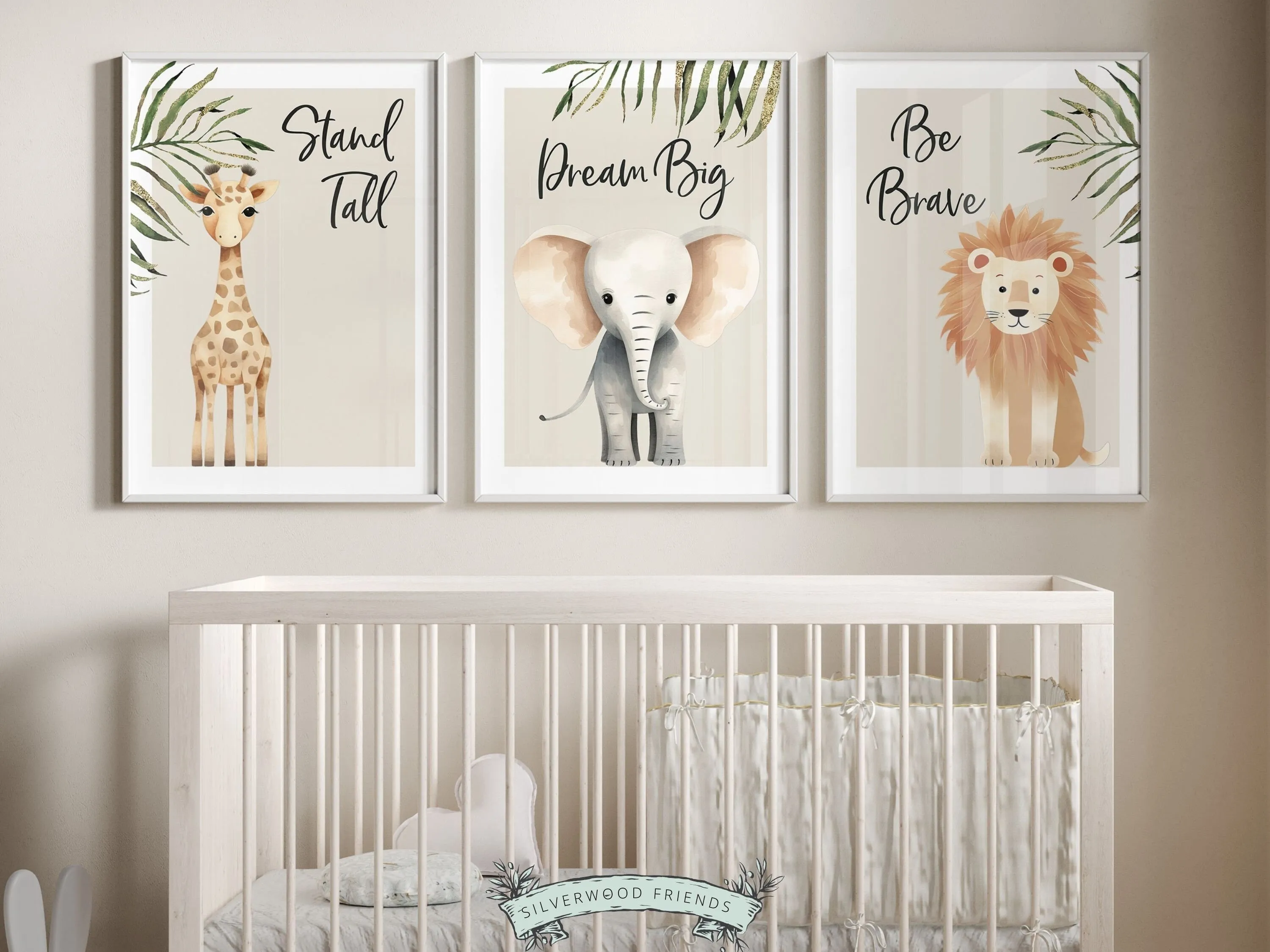 Safari Jungle Animal Nursery Prints Set of 3