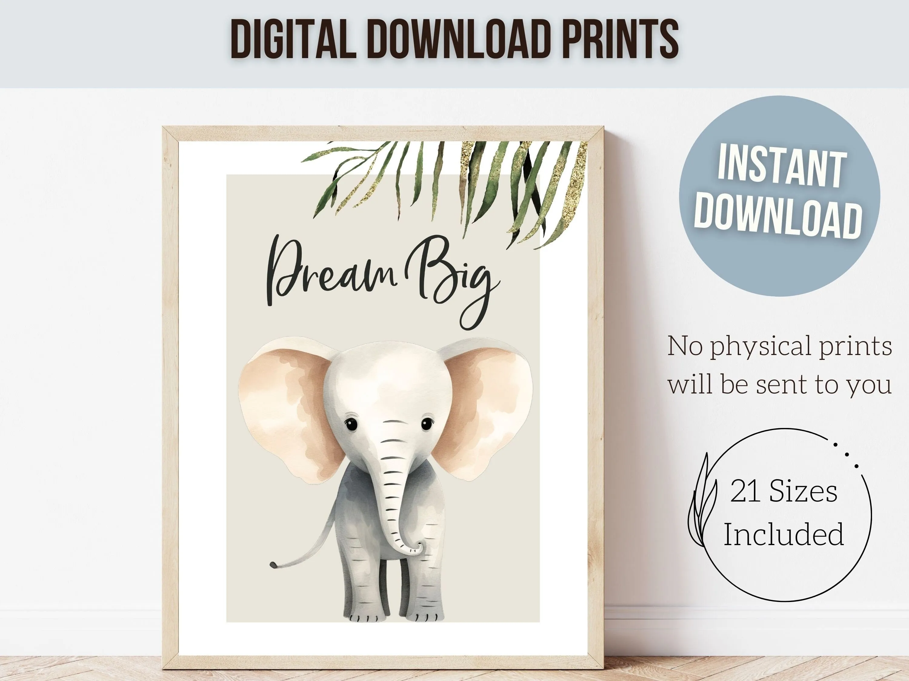 Safari Jungle Animal Nursery Prints Set of 3