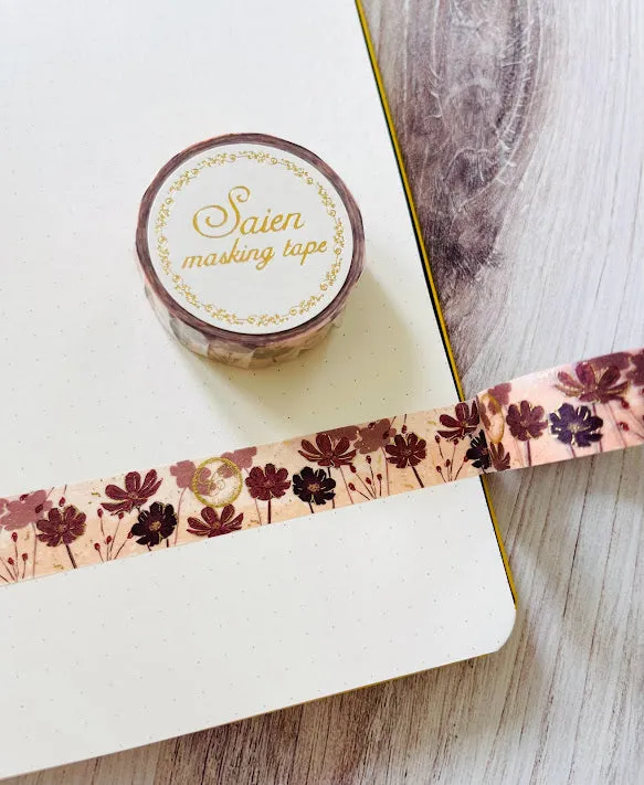 [SAIEN] Chocolate Cosmos & Osmanthus washi tape