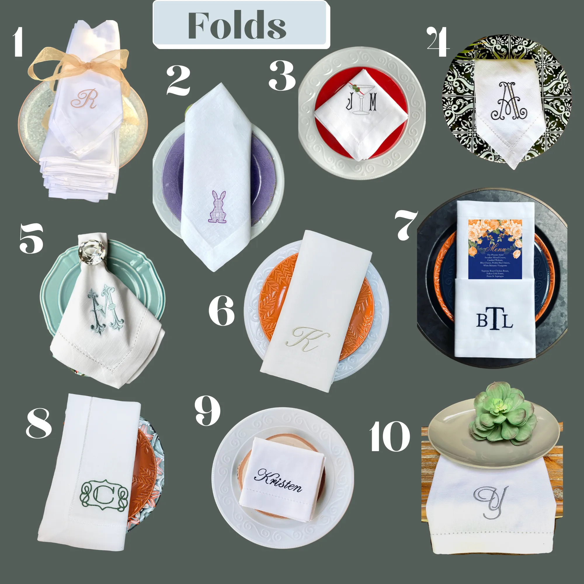 Set of 4 Embroidered Name Napkins, Lucinda Names Cloth napkins
