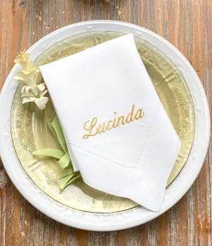 Set of 4 Embroidered Name Napkins, Lucinda Names Cloth napkins