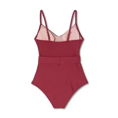 Shade & Shore Women's Underwire One Piece Swimsuit Belted Swimwear