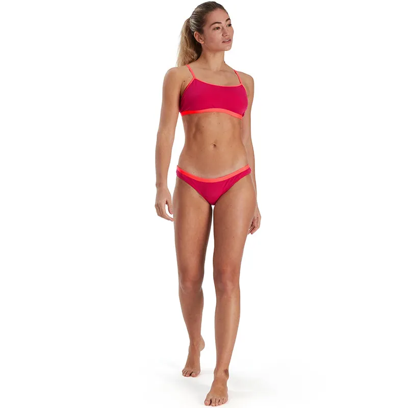 Speedo - Women's Solid Tie-back Cropped Top - Red/Red