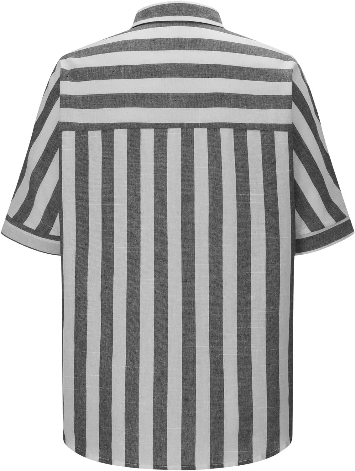 Striped Button Down Shirt Women Plus Size Business Casual Summer Short Sleeve Tops Cotton Linen Fitted Work Shirts