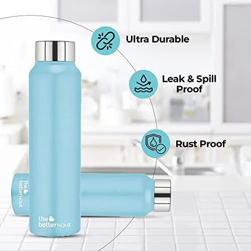 The Better Home FUMATO Turbo 250W Electric Hand Blender & Stainless Steel Water Bottle 1 Litre Pack of 2 Light Blue