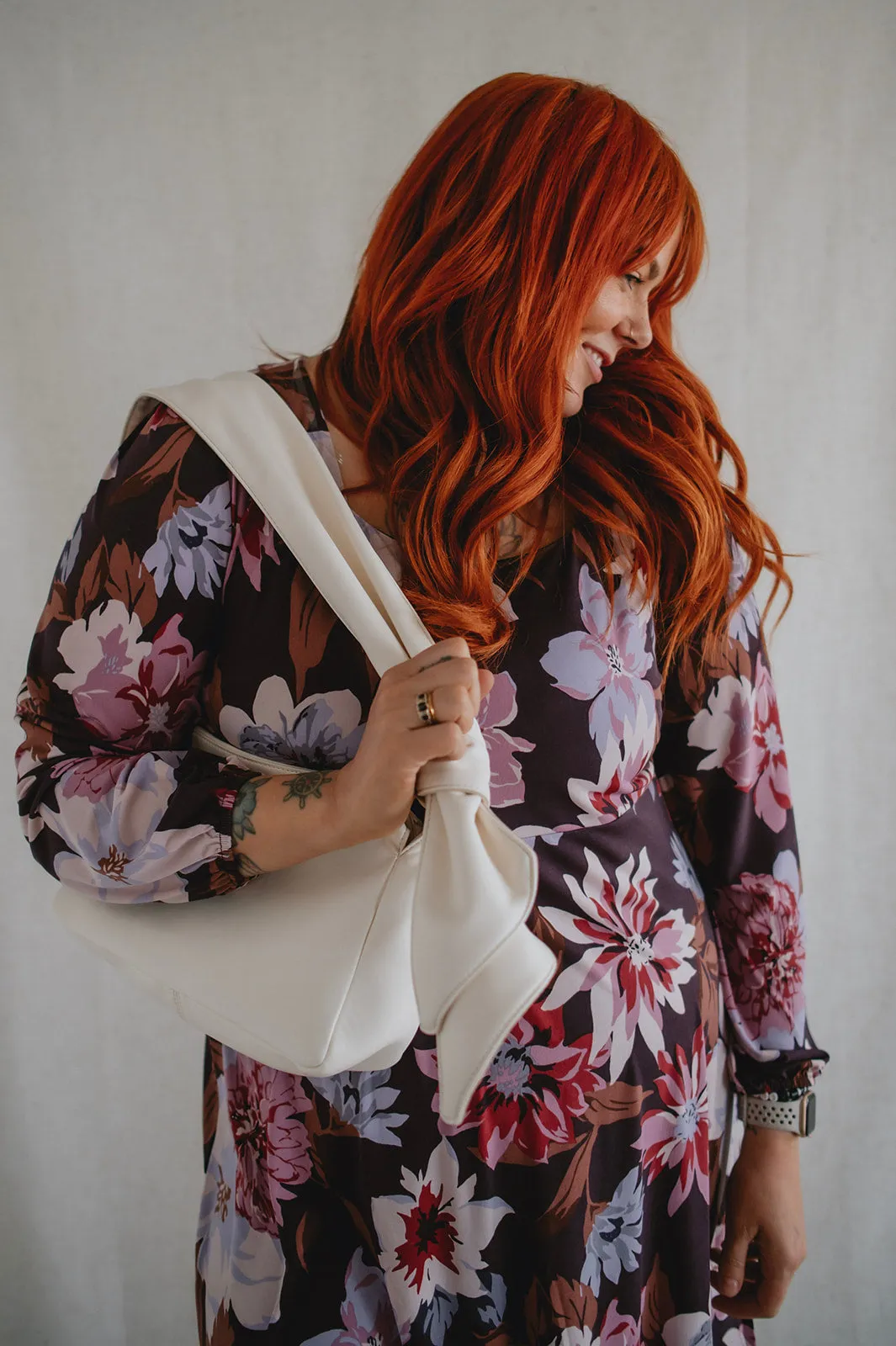 The Gilly Long Sleeve Floral Midi Dress - PLUS