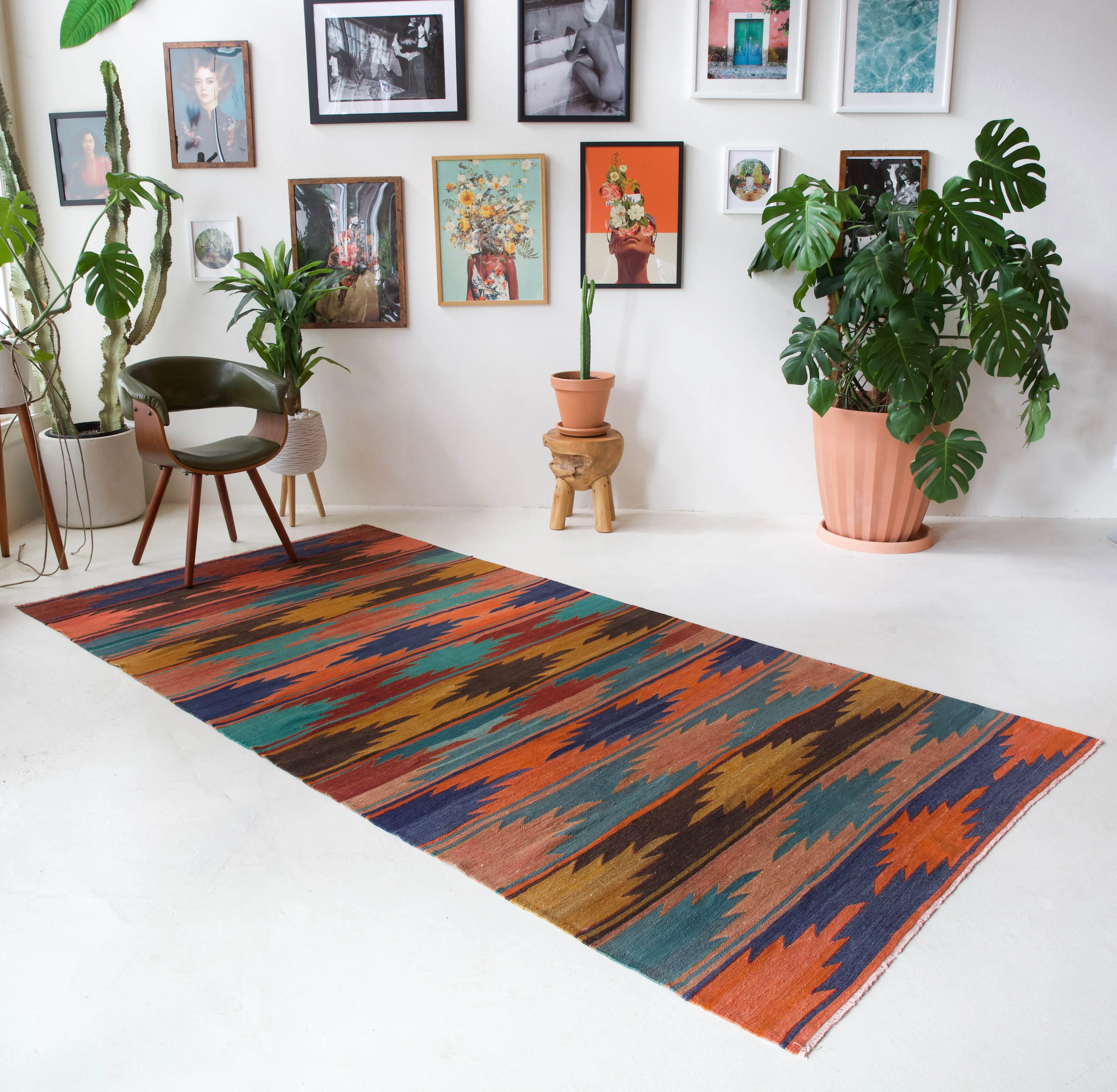 Vintage Afyon Kilim Rug 5'x10'3"