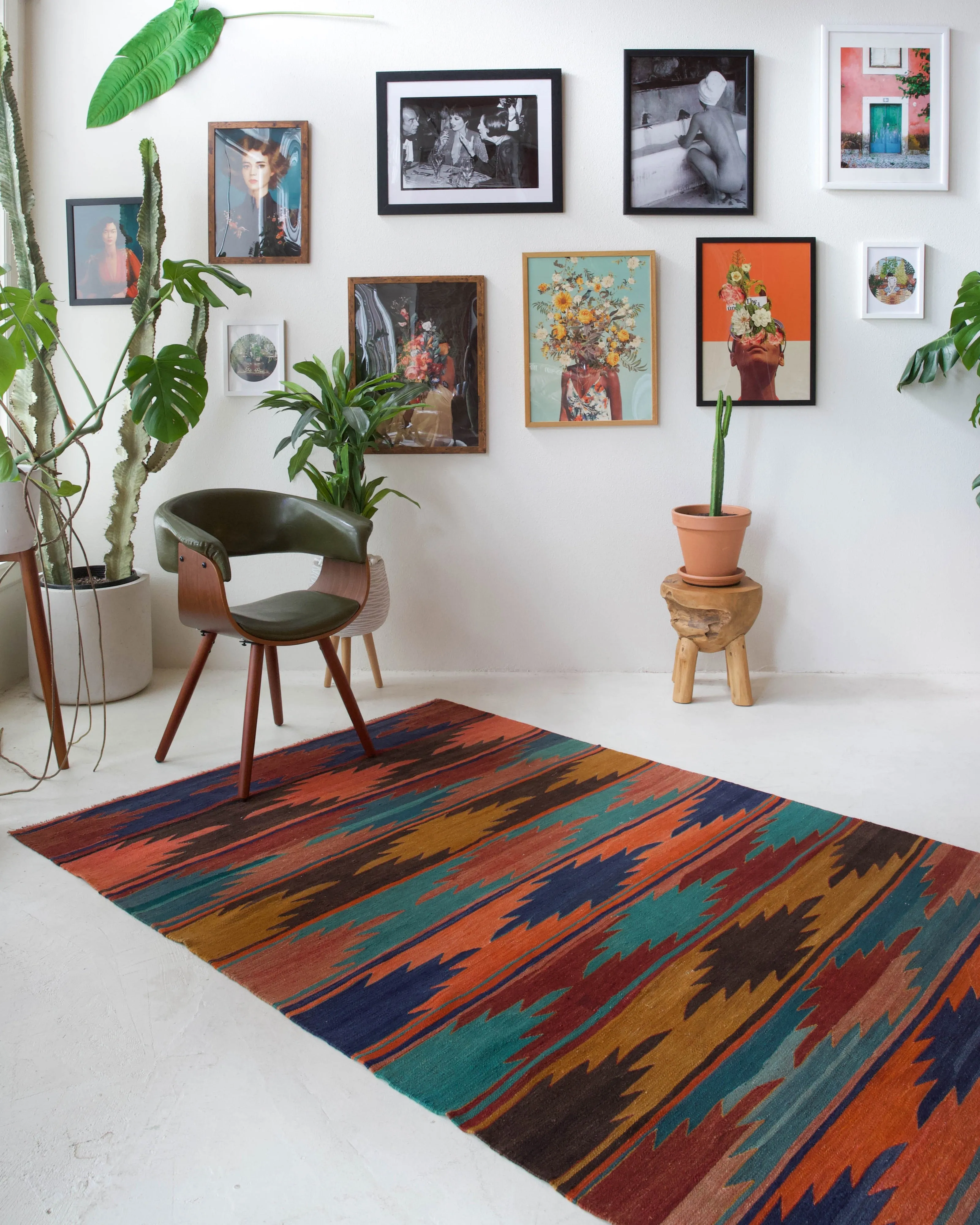 Vintage Afyon Kilim Rug 5'x10'3"
