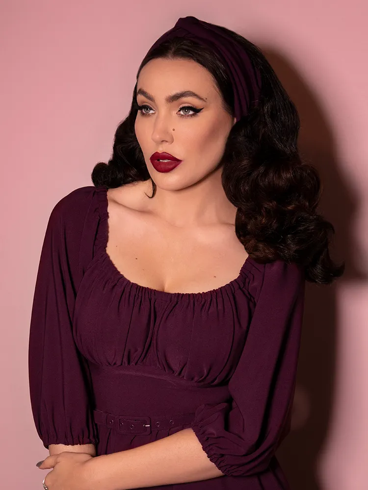 Vintage-Style Knot Headband in Eggplant - Vixen by Micheline Pitt