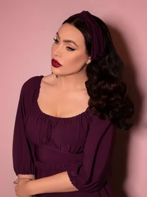 Vintage-Style Knot Headband in Eggplant - Vixen by Micheline Pitt