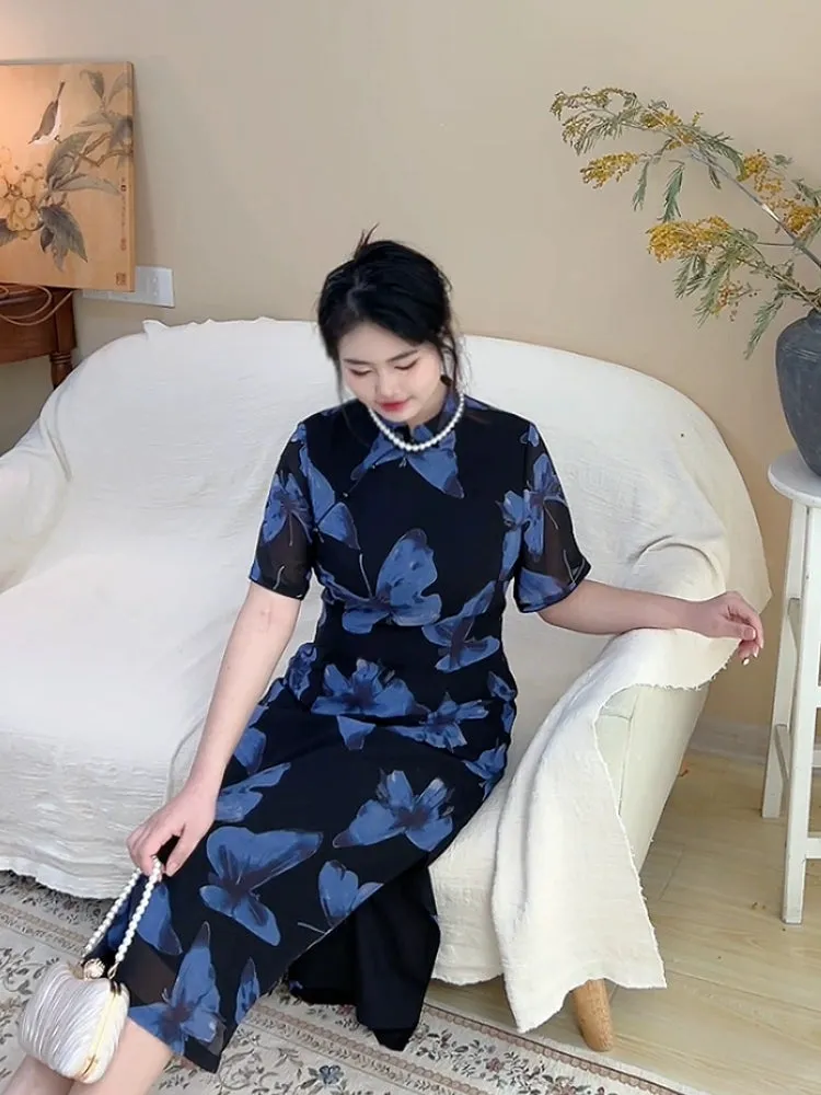 Wang Luo 网络 Cyber Butterfly Plus Sized Modernized Qipao