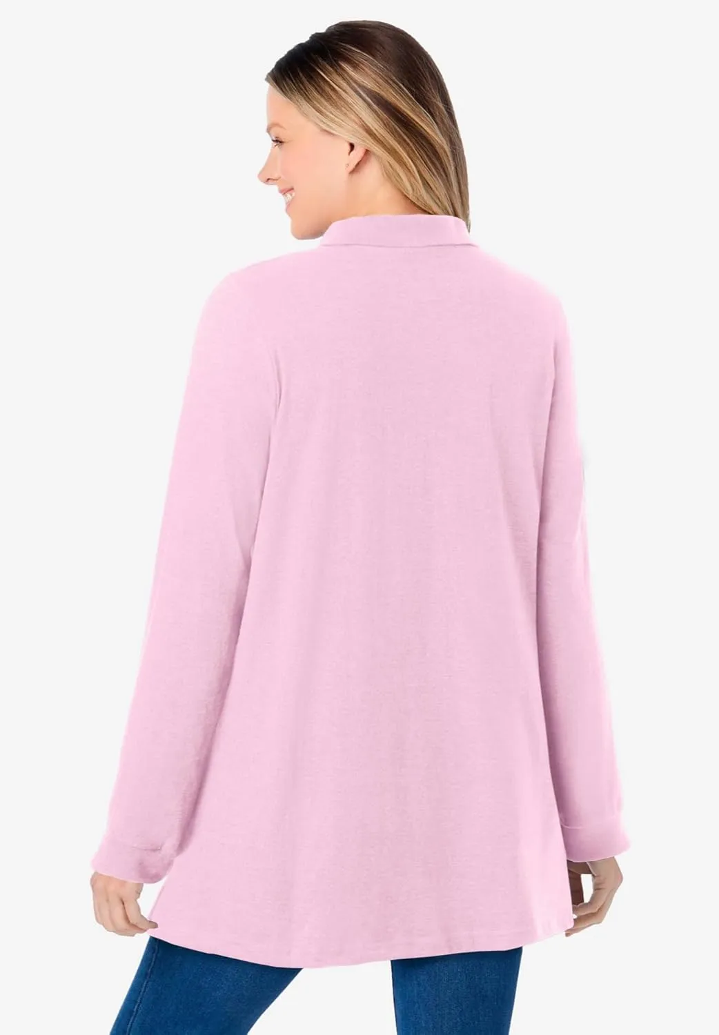 Woman Within Plus Size Long-Sleeve Polo Shirt