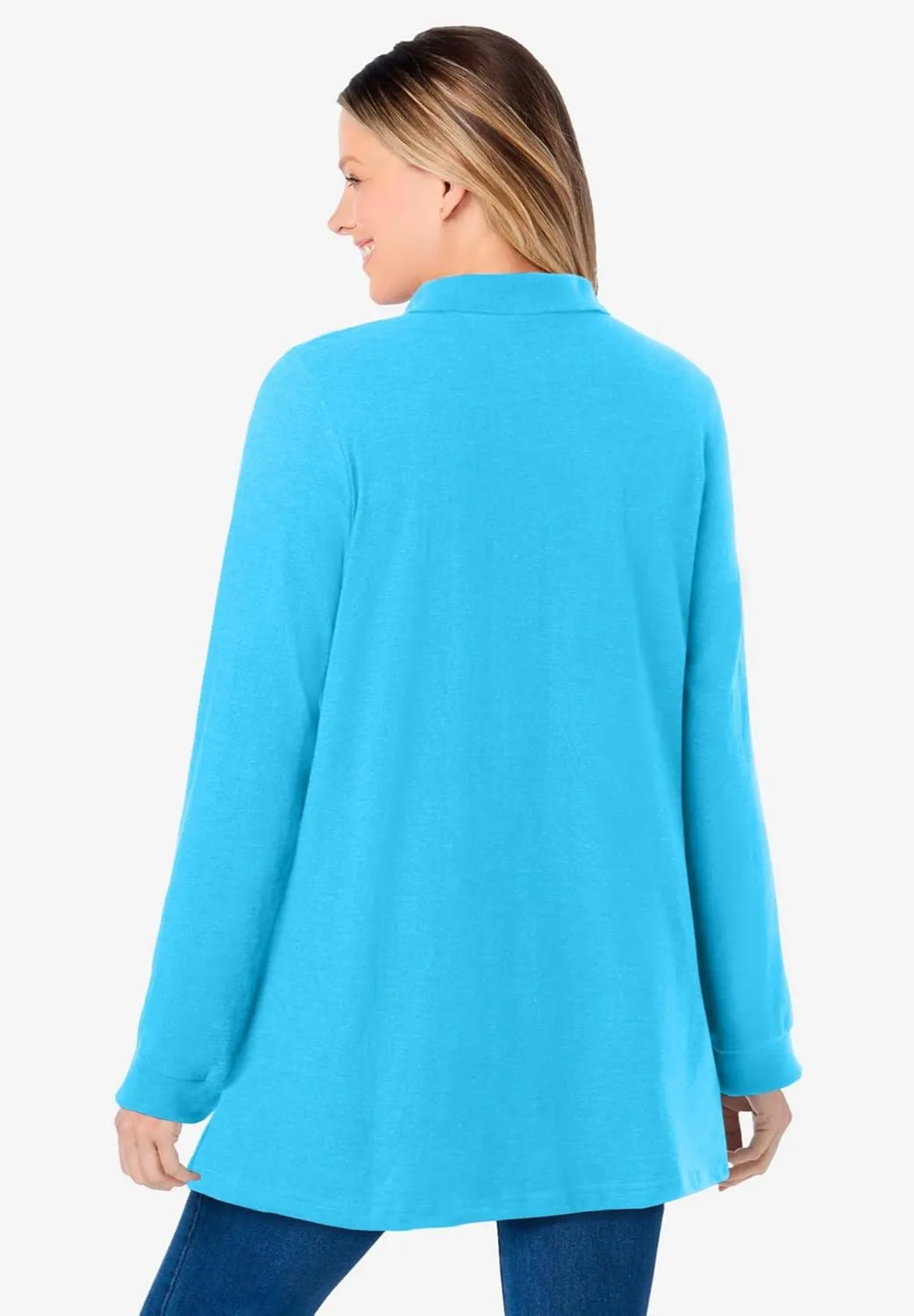 Woman Within Plus Size Long-Sleeve Polo Shirt